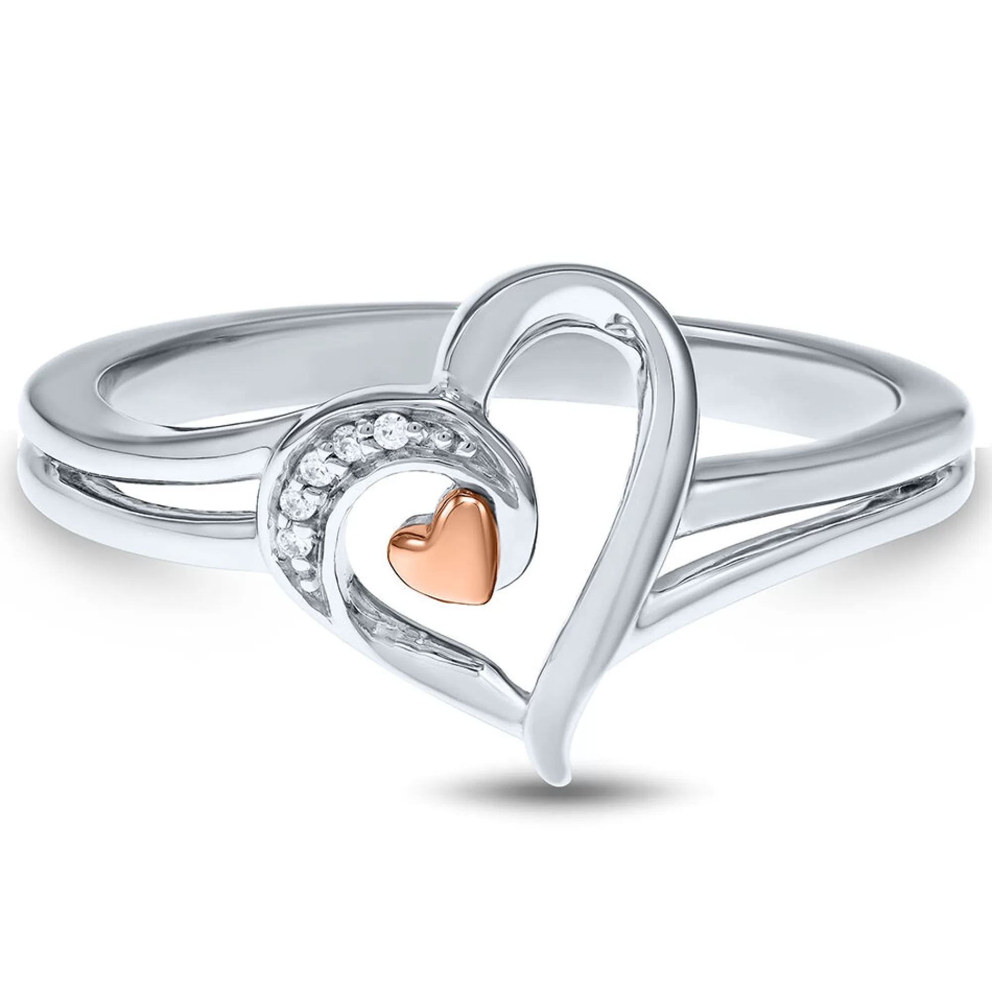 Rings^I Am Loved Diamond Heart Shaped Ring In Sterling Silver