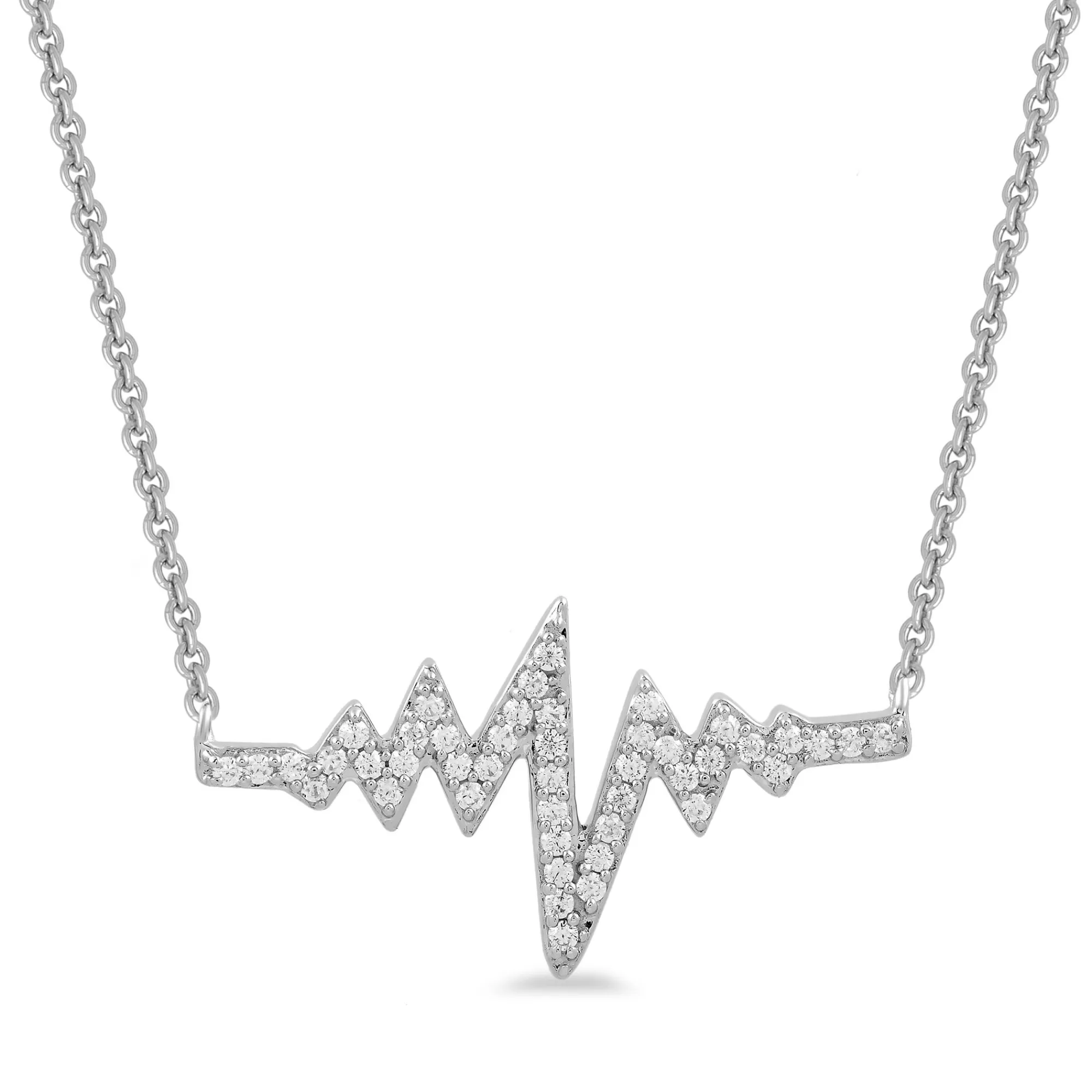 Necklaces & Pendants^* Diamond Heartbeat Necklace In Sterling Silver (1/7 Ct. Tw.)