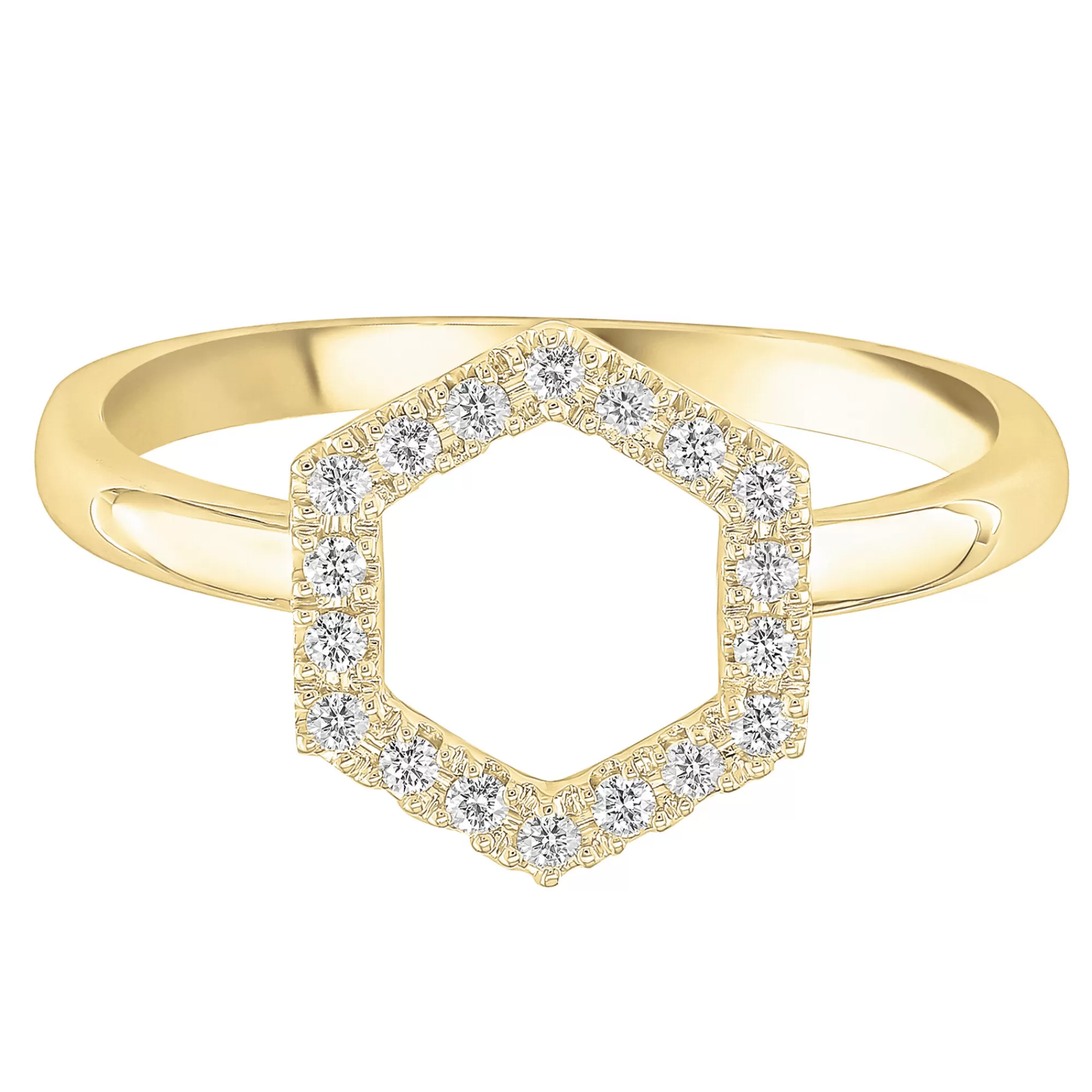 Rings^* Diamond Hexagon Ring In 10K Yellow Gold (1/8 Ct. Tw.)