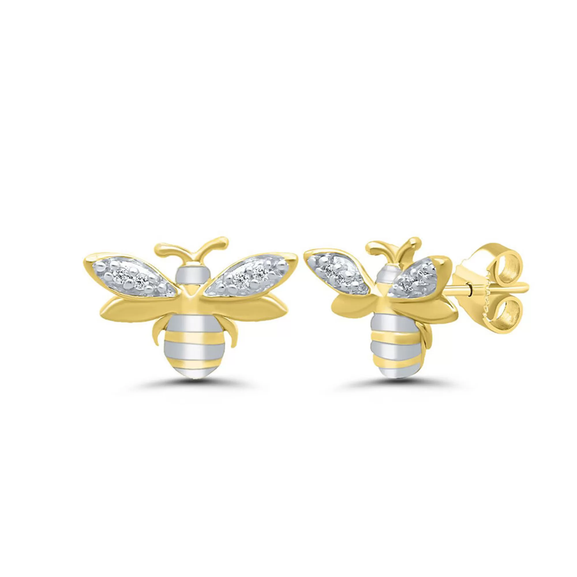 Earrings^* Diamond Honeybee Earrings In 10K Yellow Gold