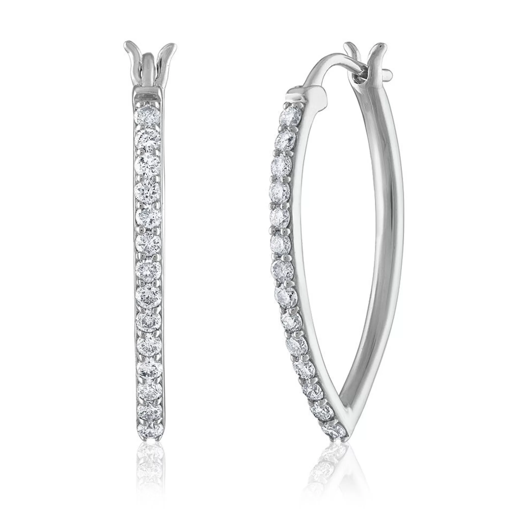 Earrings^* Diamond Hoop Earrings In (1/2 Ct. Tw.) 10K White Gold