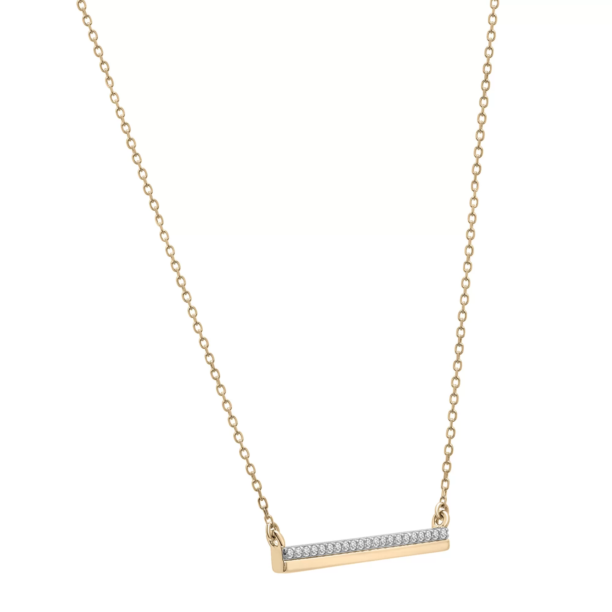 Necklaces & Pendants^Laure by Aurate Diamond Horizontal Bar Necklace In 14K Yellow Gold (1/10 Ct. Tw.)