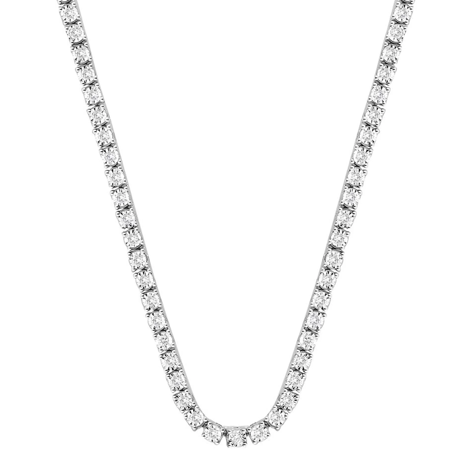 Necklaces & Pendants^* Diamond Illusion Tennis Necklace In 10K White Gold (1 Ct. Tw.)