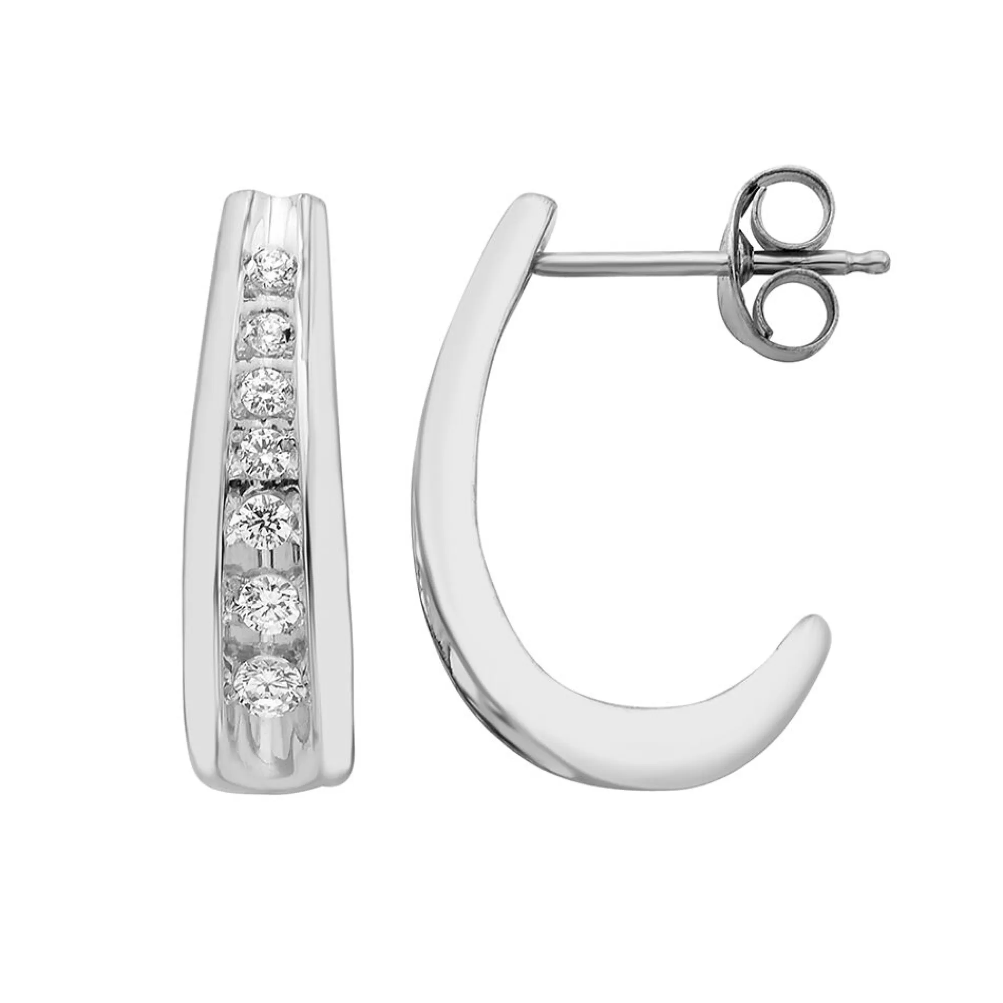 Earrings^* Diamond J-Hoop Earrings (1/5 Ct. Tw.)