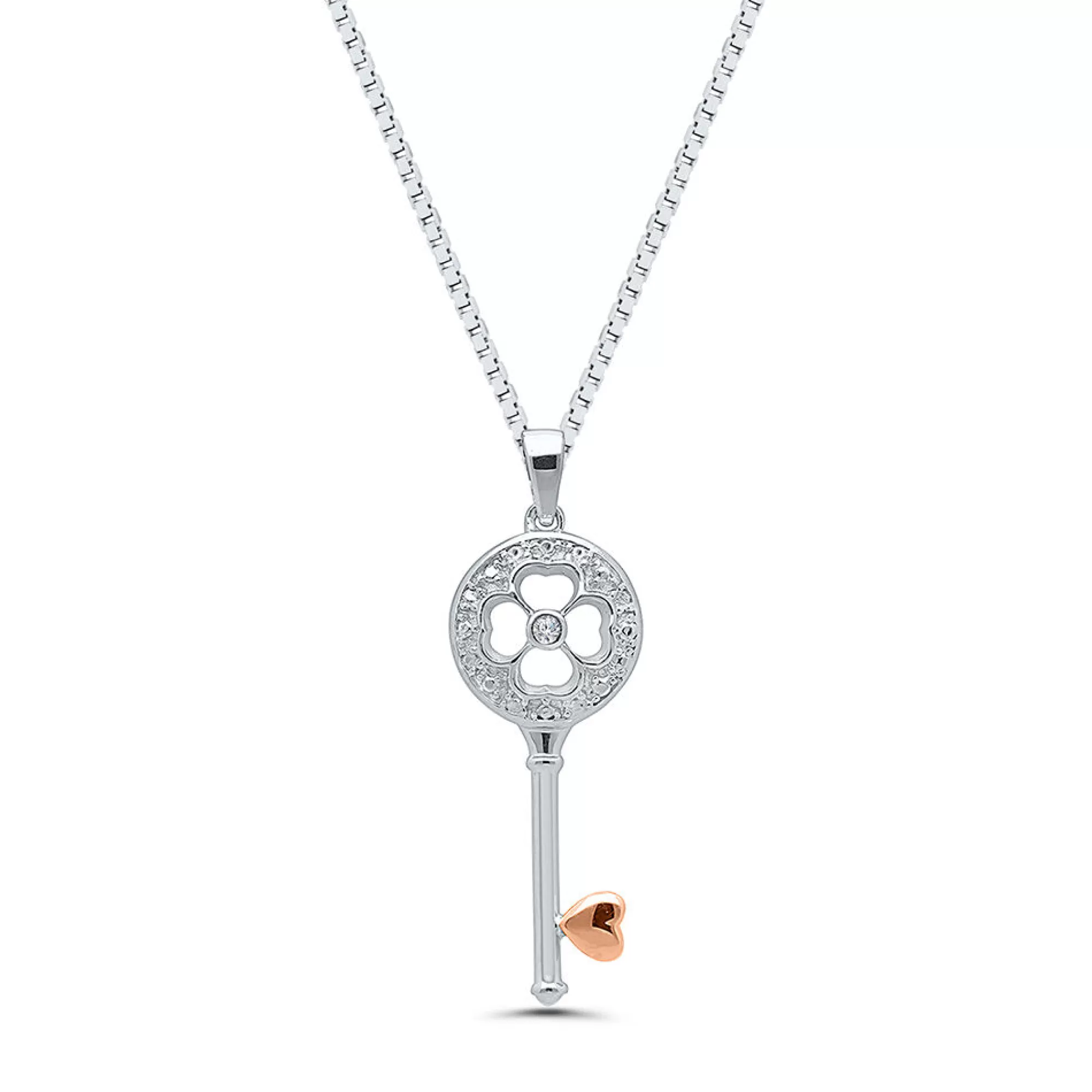 Necklaces & Pendants^I Am Loved Diamond Key Pendant In Sterling Silver