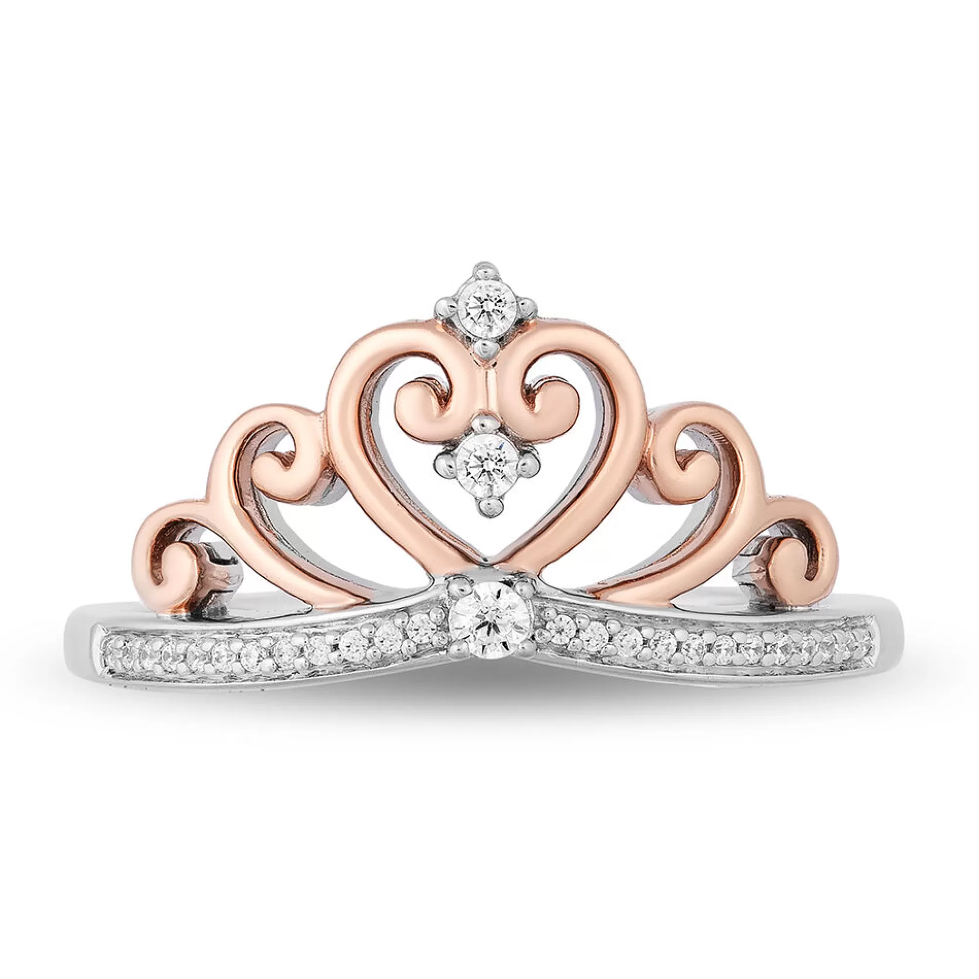 Rings^Enchanted Disney Diamond Majestic Princess Ring In Sterling Silver & 10K Rose Gold (1/10 Ct. Tw.)