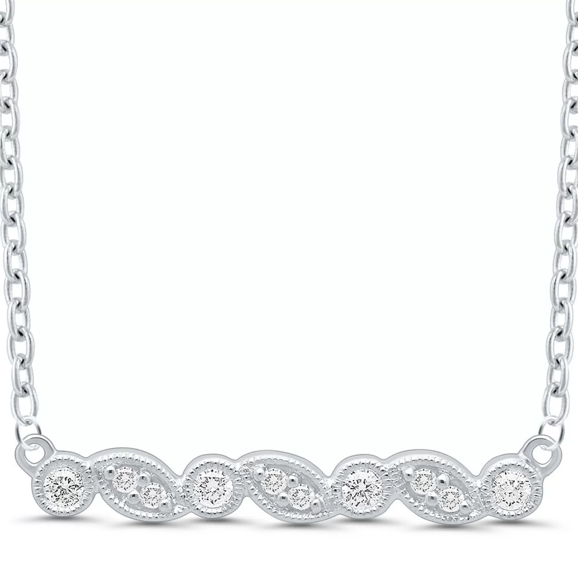 Necklaces & Pendants^* Diamond Milgrain Bar Necklace In Sterling Silver (1/7 Ct. Tw.)