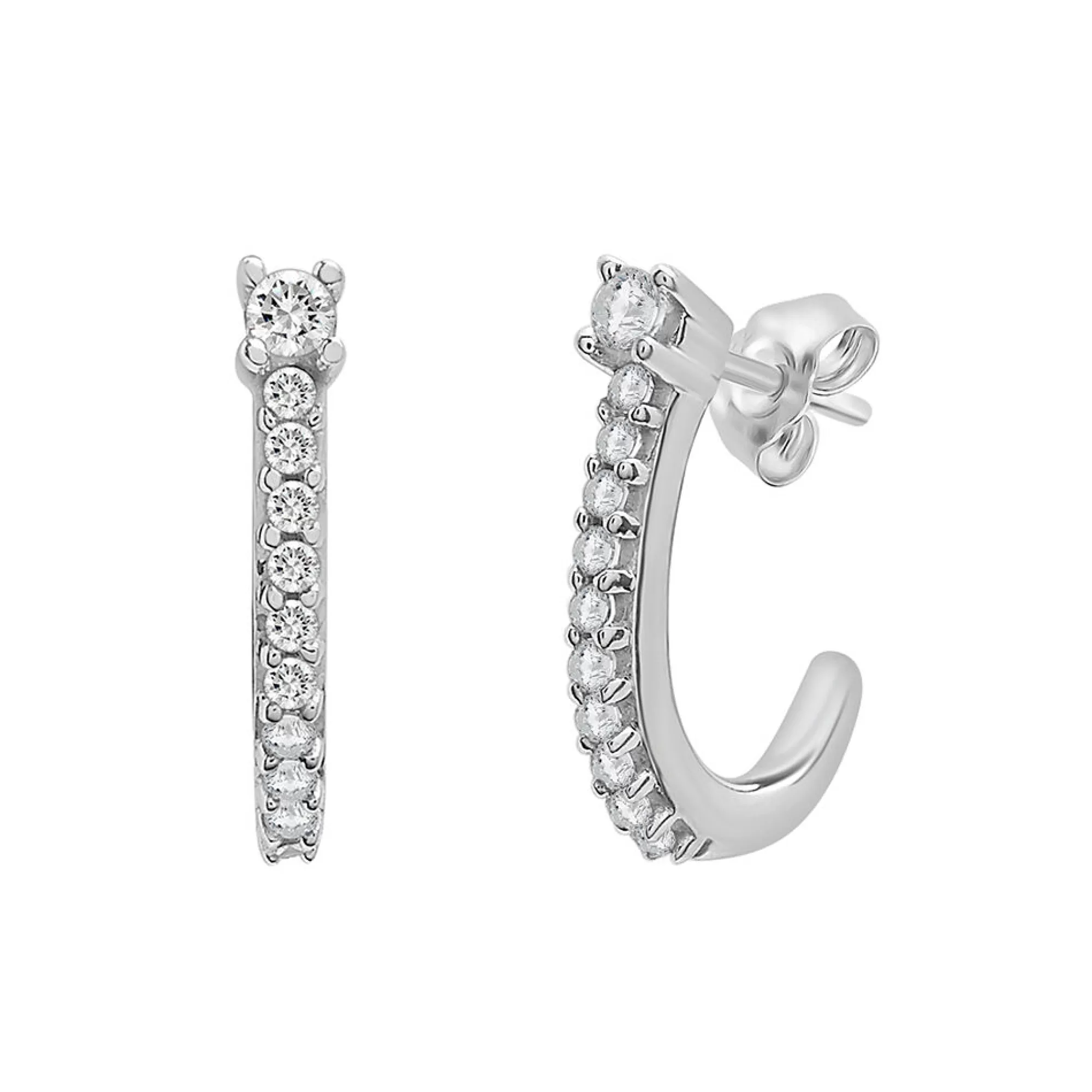 Earrings^Layering & Stacking Diamond Mini Huggie Hoop Earrings In 10K White Gold (1/10 Ct. Tw.)