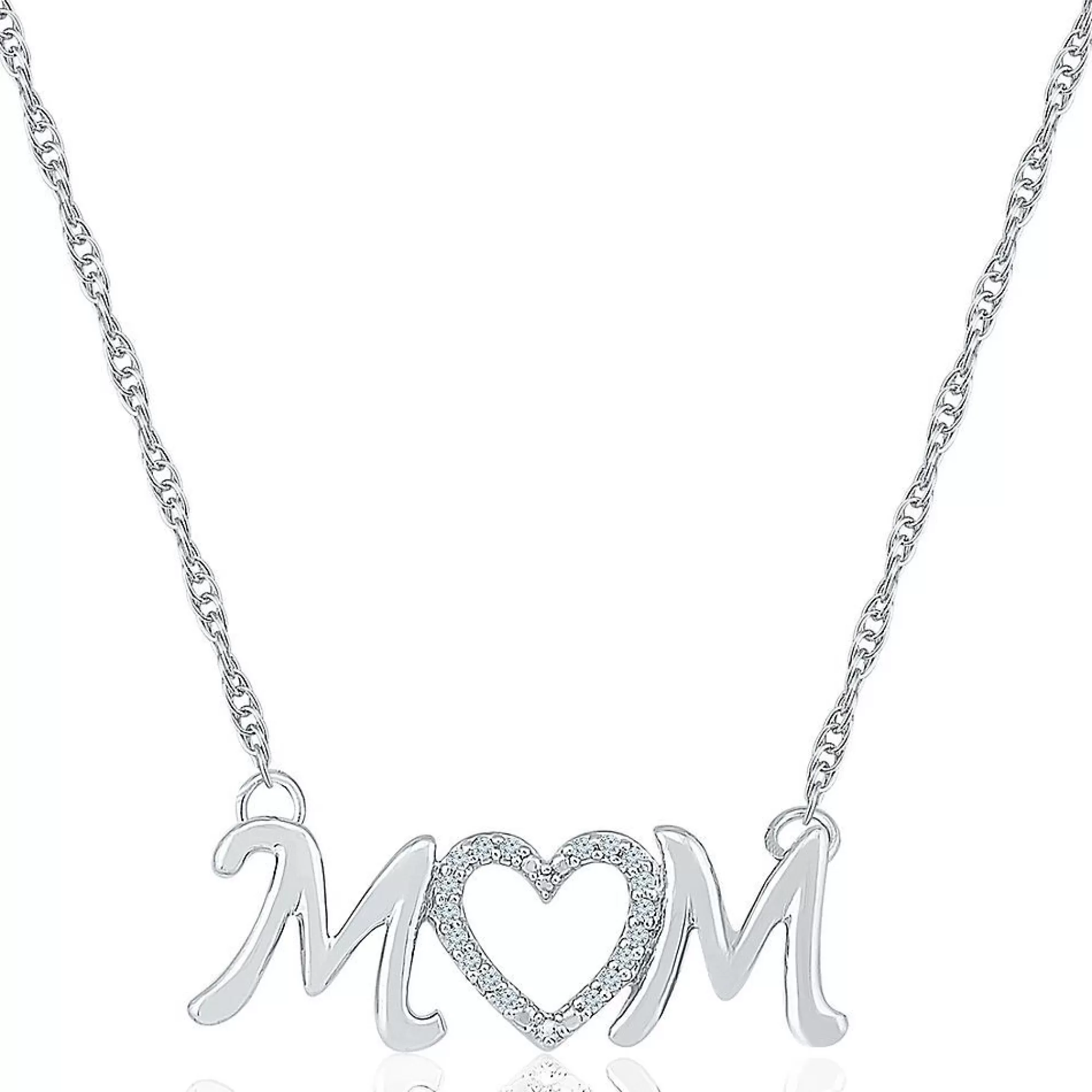 Necklaces & Pendants^* Diamond Mom Heart Necklace In Sterling Silver