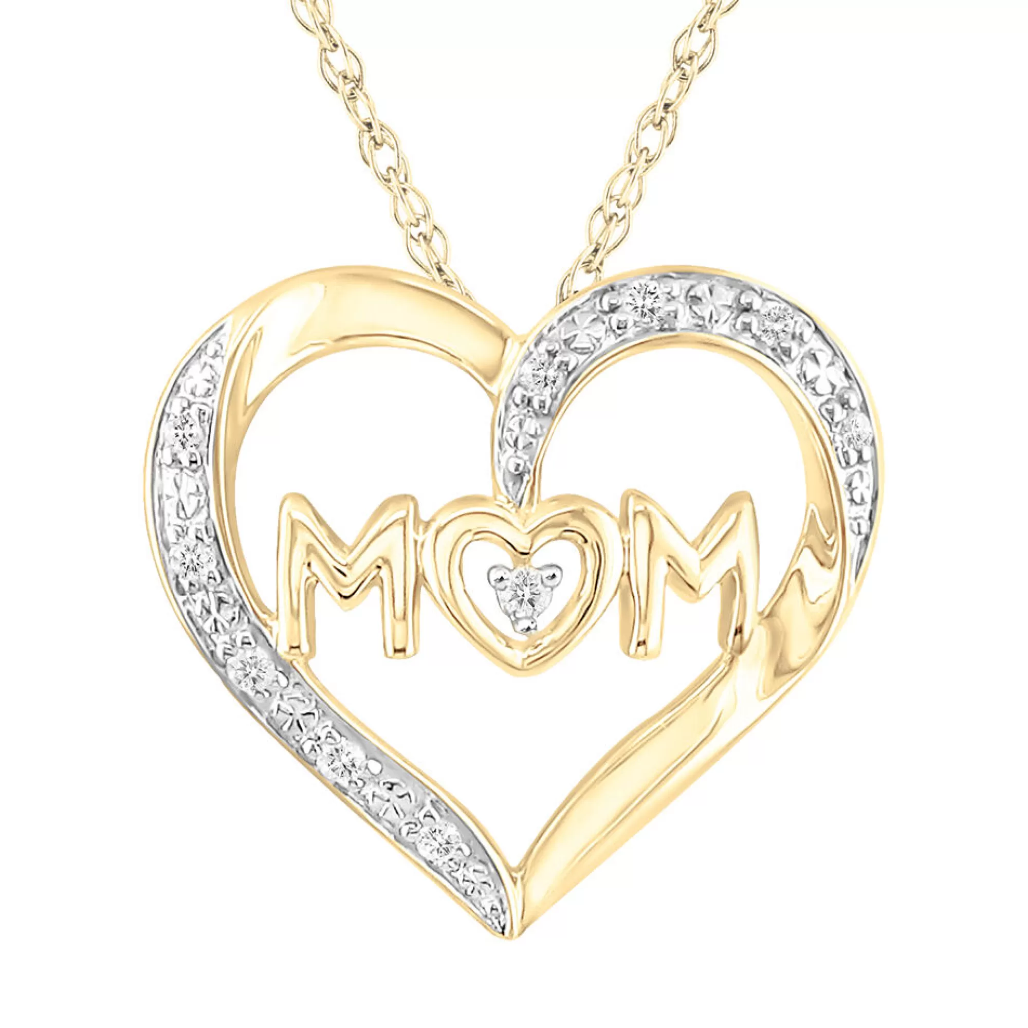 Necklaces & Pendants^* Diamond Mom Heart Pendant In 10K Yellow Gold