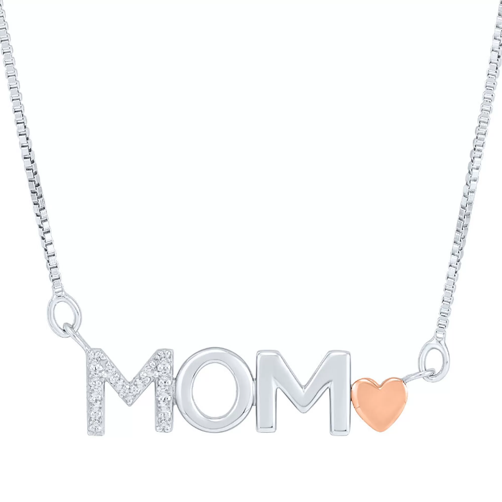 Necklaces & Pendants^I Am Loved Diamond Mom Pendant In Sterling Silver & 14K Rose Gold