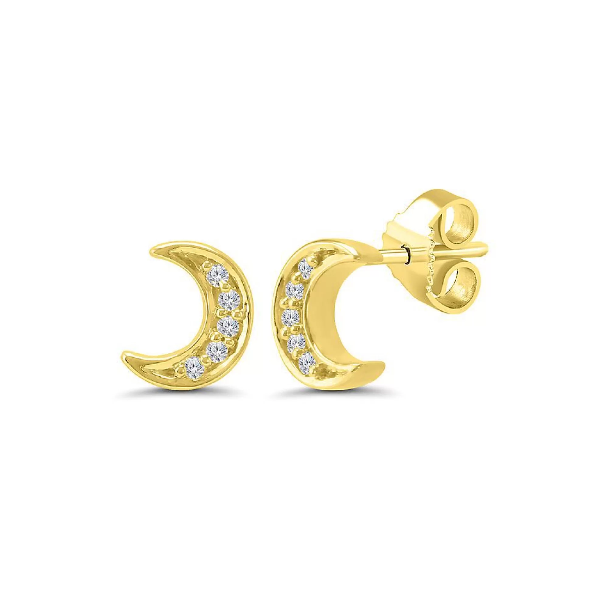 Earrings^Layering & Stacking Diamond Moon Earrings In 10K Yellow Gold