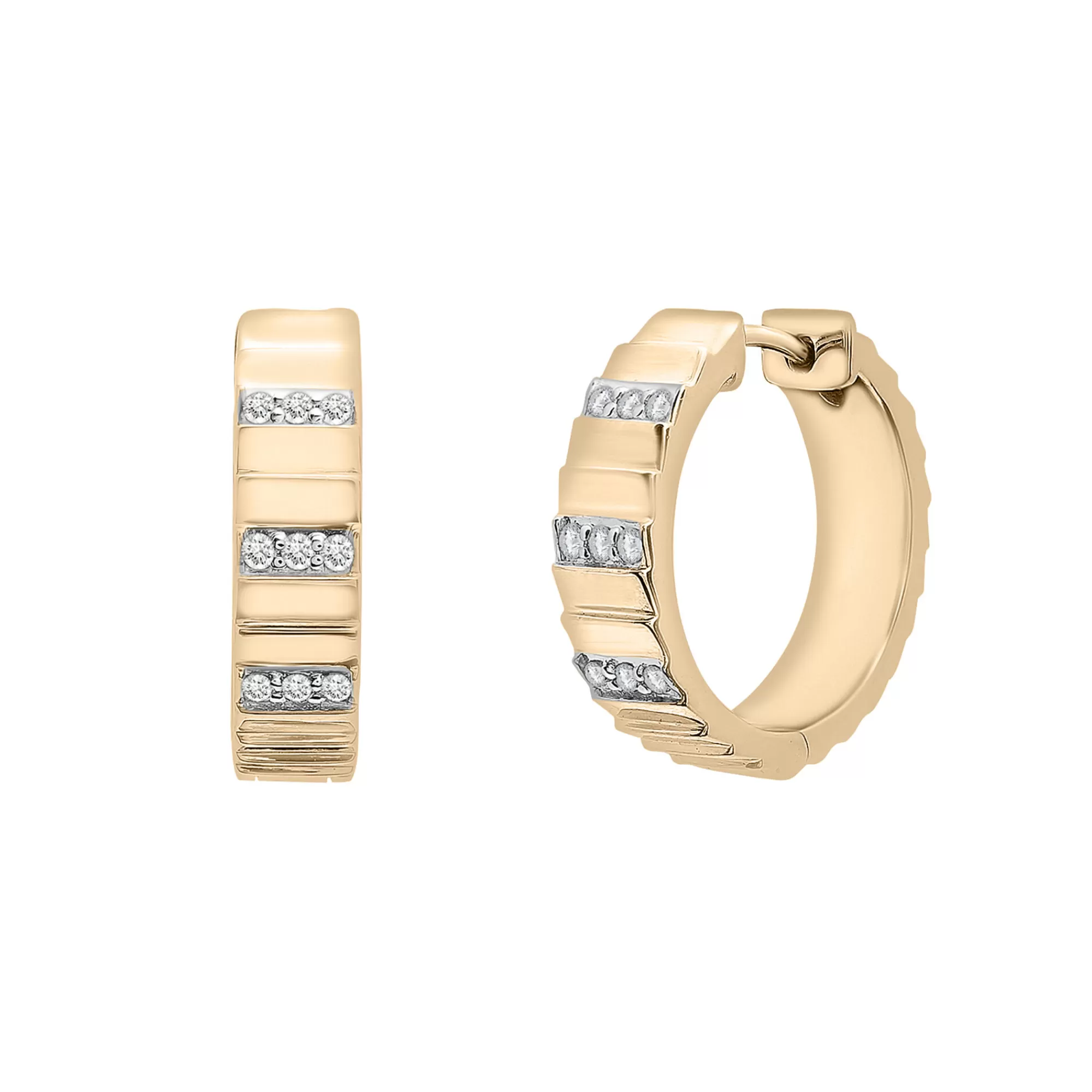 Earrings^Laure by Aurate Diamond Multi-Row Ribbed Hoop Earrings In Vermeil, 17Mm (1/7 Ct. Tw.)