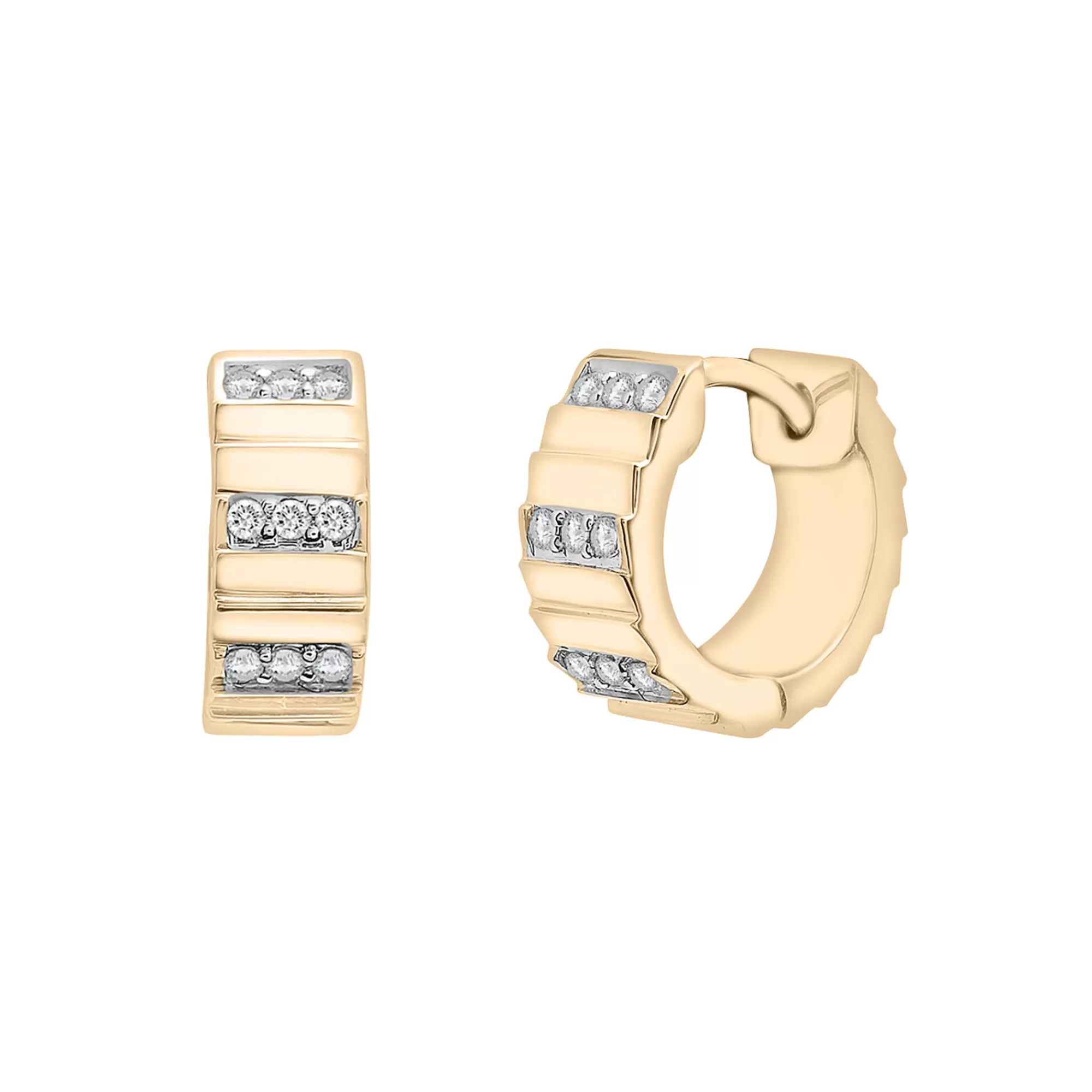 Earrings^Laure by Aurate Diamond Multi-Row Ribbed Hoop Earrings In Vermeil, 11.5Mm (1/7 Ct. Tw.)