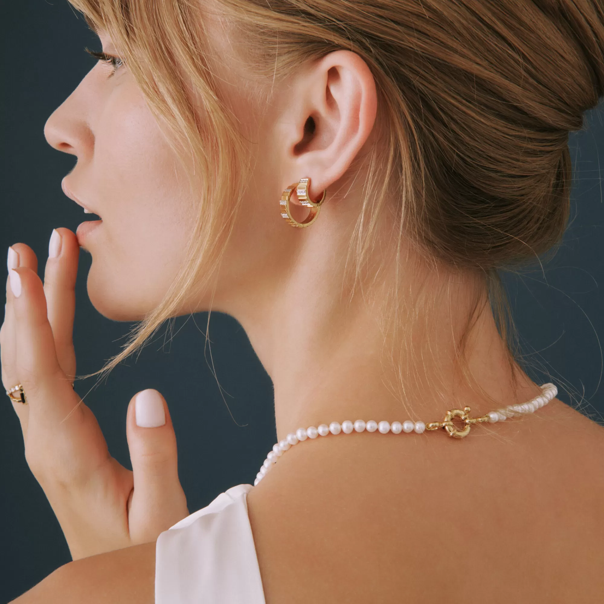Earrings^Laure by Aurate Diamond Multi-Row Ribbed Hoop Earrings In Vermeil, 17Mm (1/7 Ct. Tw.)
