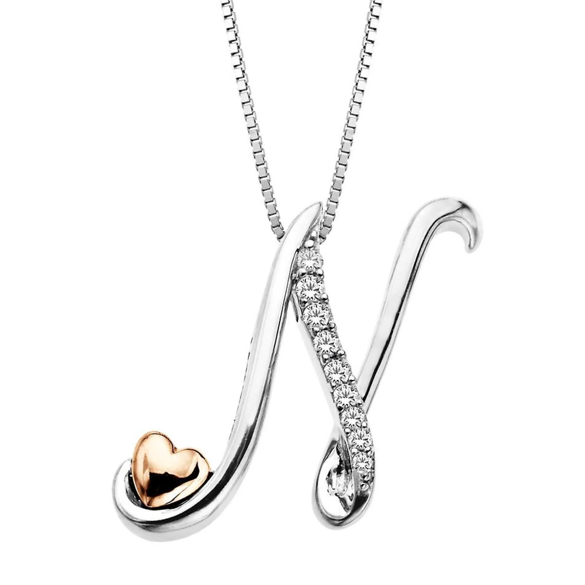 Necklaces & Pendants^I Am Loved Diamond "N" Necklace In Sterling Silver