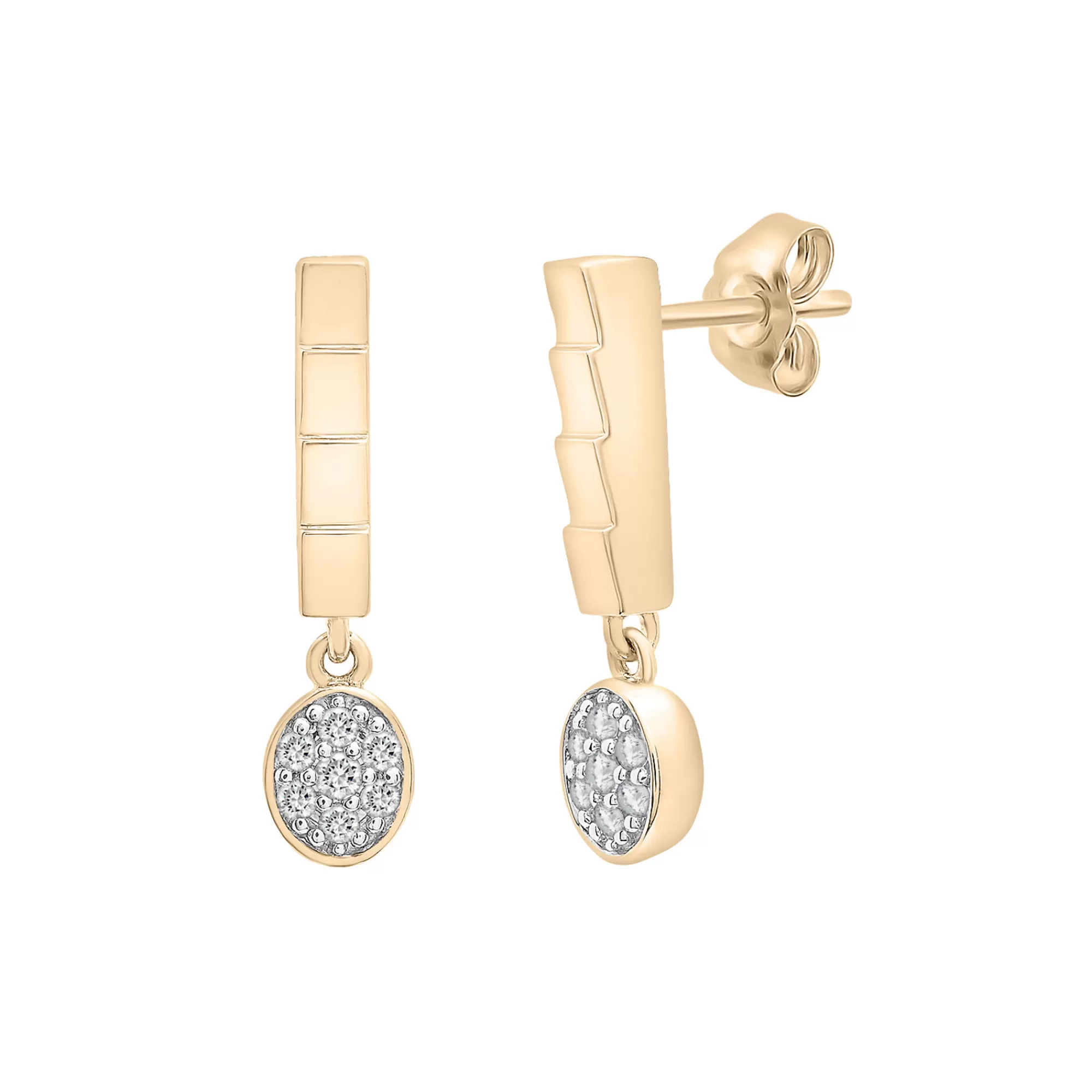 Earrings^Laure by Aurate Diamond Oval Cluster Ribbed Drop Earrings In Vermeil (1/10 Ct. Tw.)