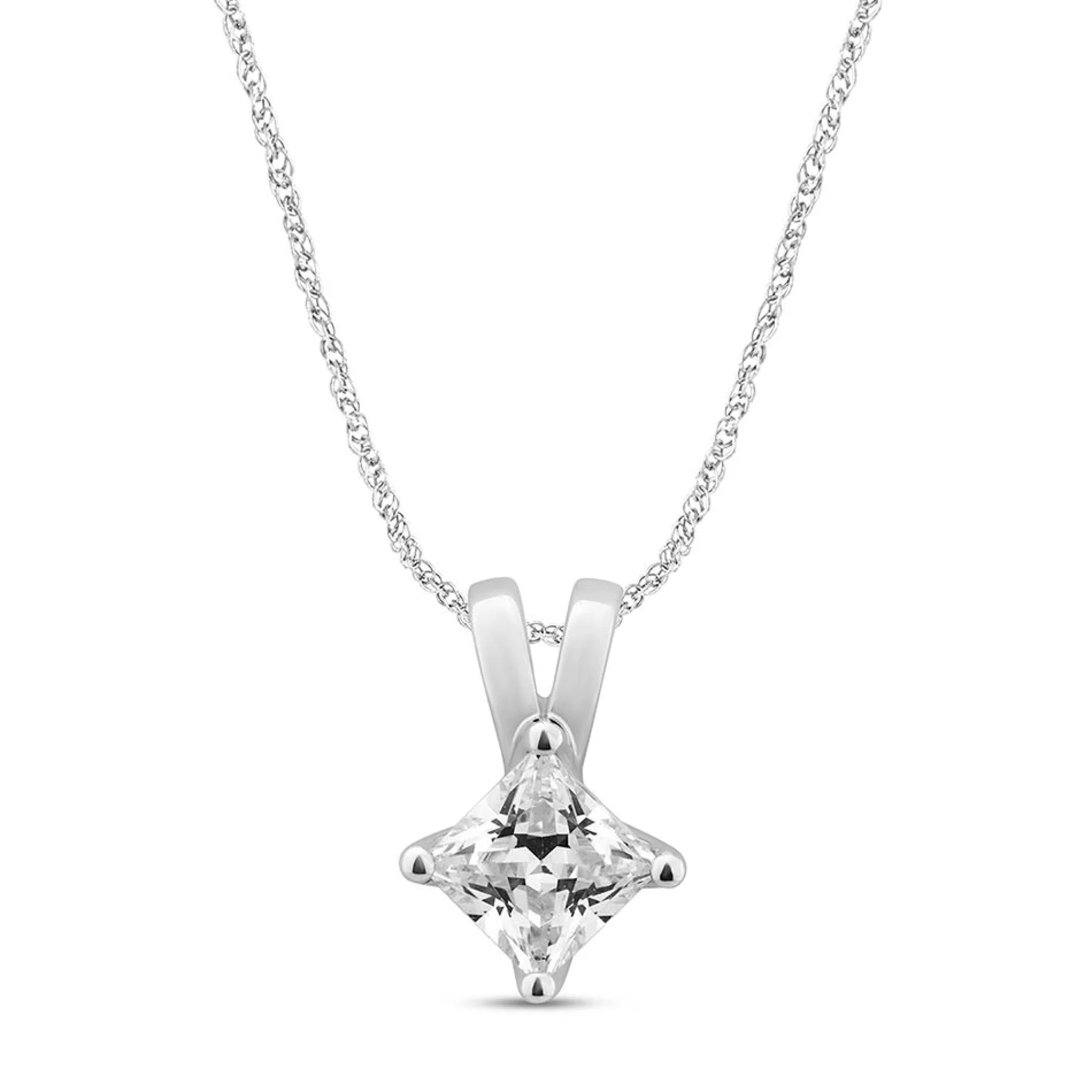 Necklaces & Pendants^Radiant Star Cut by Light Heart Diamond Princess-Cut Solitaire In 14K White Gold (1/2 Ctw.)