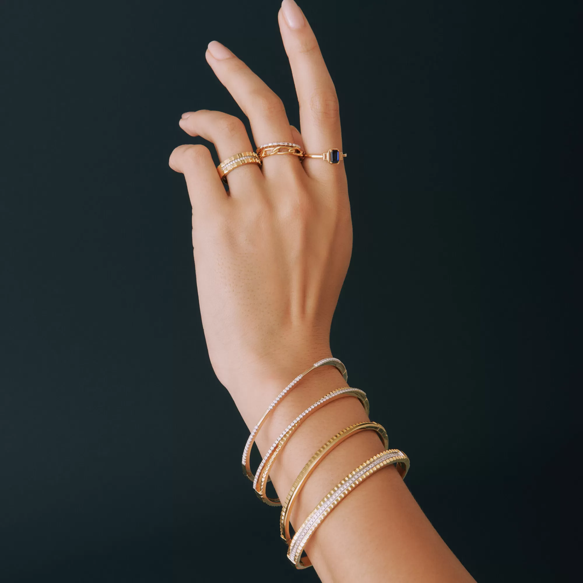 Bracelets^Laure by Aurate Diamond Ribbed Bangle Bracelet In Vermeil 7" (1/3 Ct. Tw.),