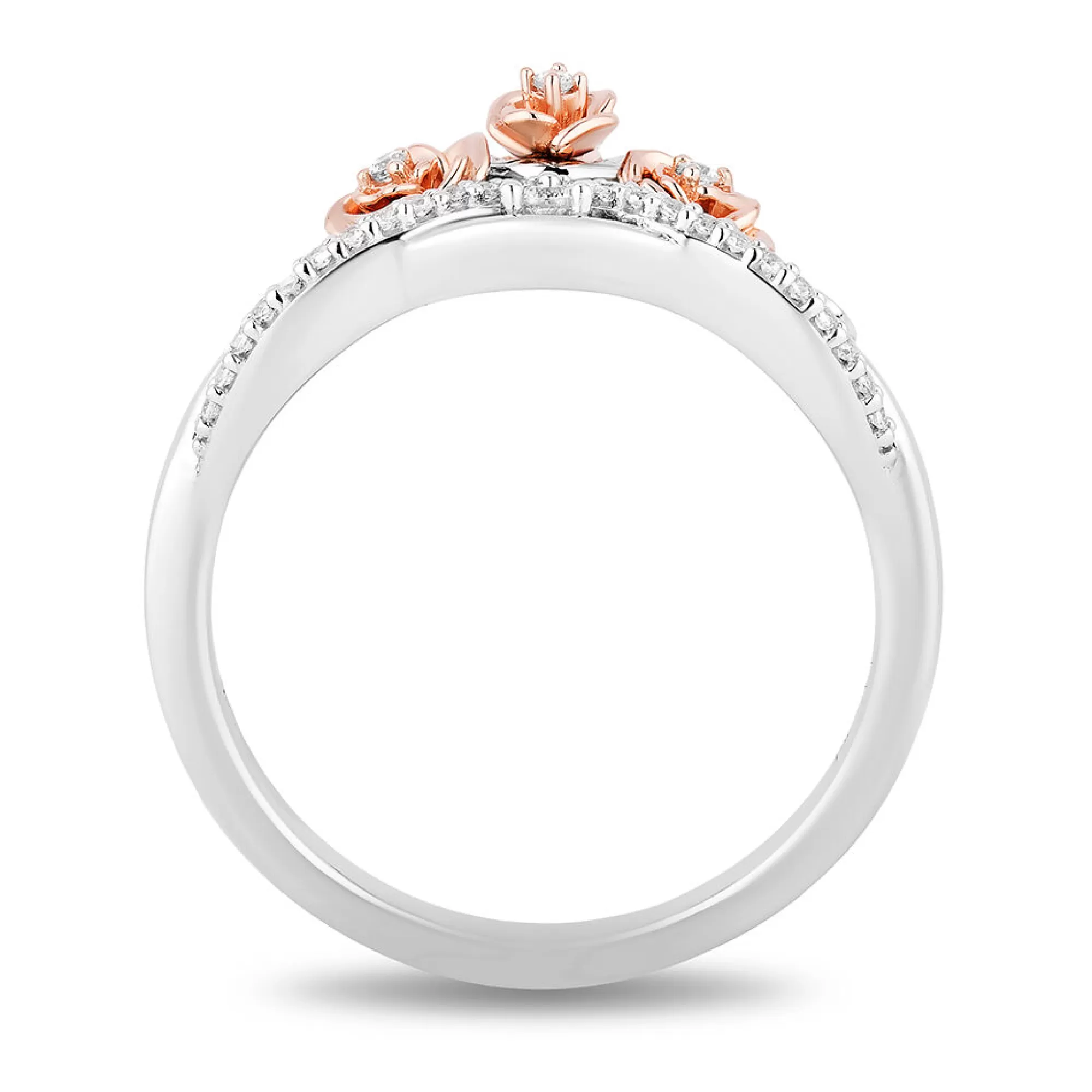 Rings^Enchanted Disney Diamond Rose Tiara "Belle" Ring In Sterling Silver & 10K Rose Gold (1/10 Ct. Tw.)