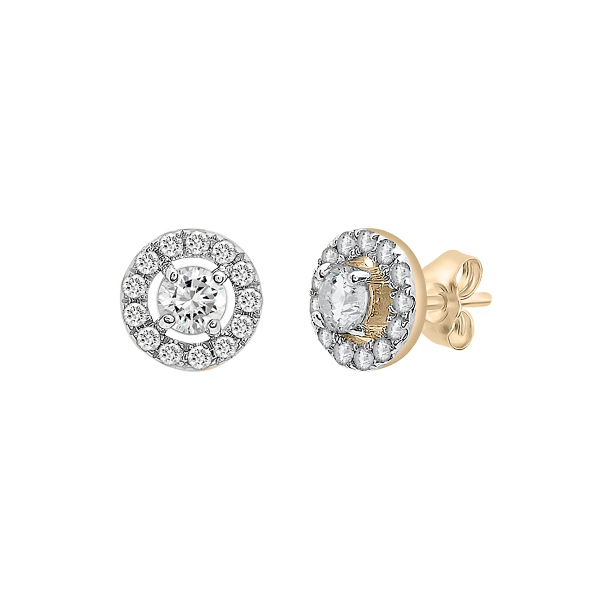 Earrings^Laure by Aurate Diamond Round Halo Stud Earrings In 14K Yellow Gold (1/4 Ct. Tw.)