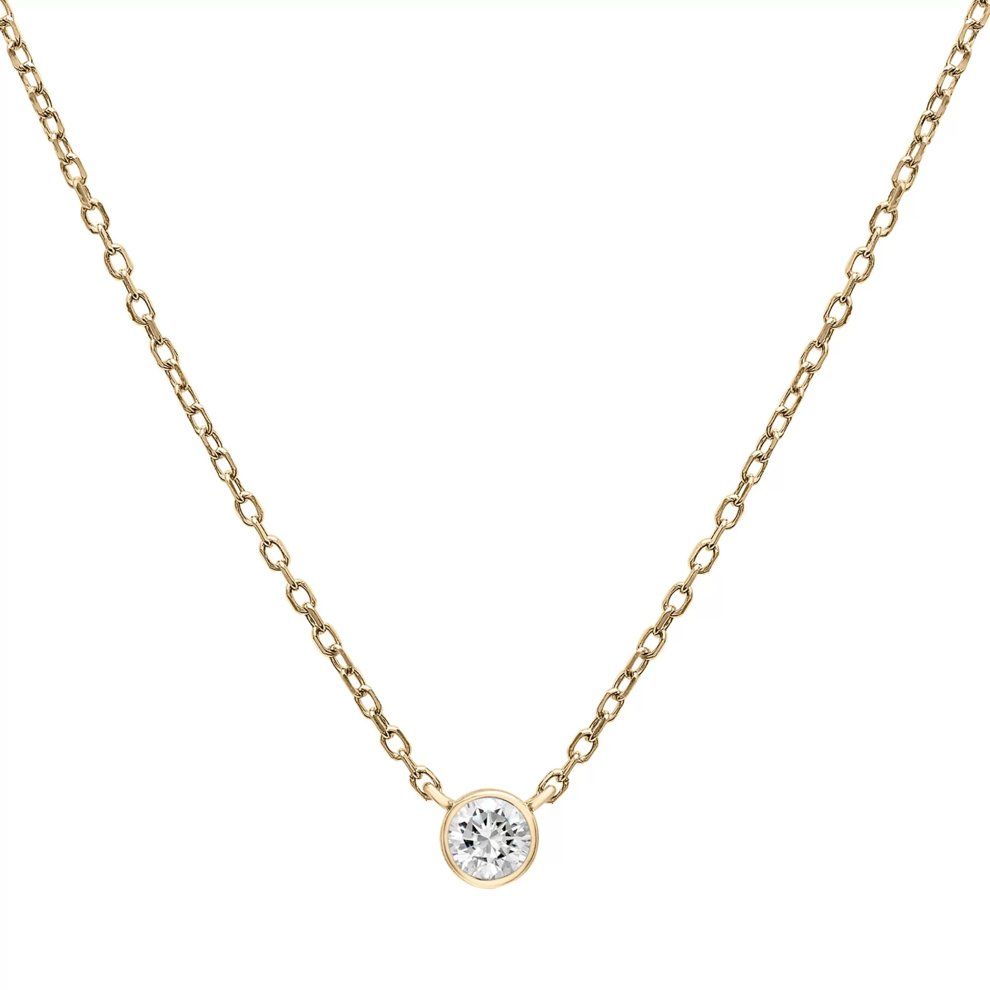 Necklaces & Pendants^Laure by Aurate Diamond Round Solitaire Bezel-Set Pendant In 14K Yellow Gold (1/10 Ct. Tw.)