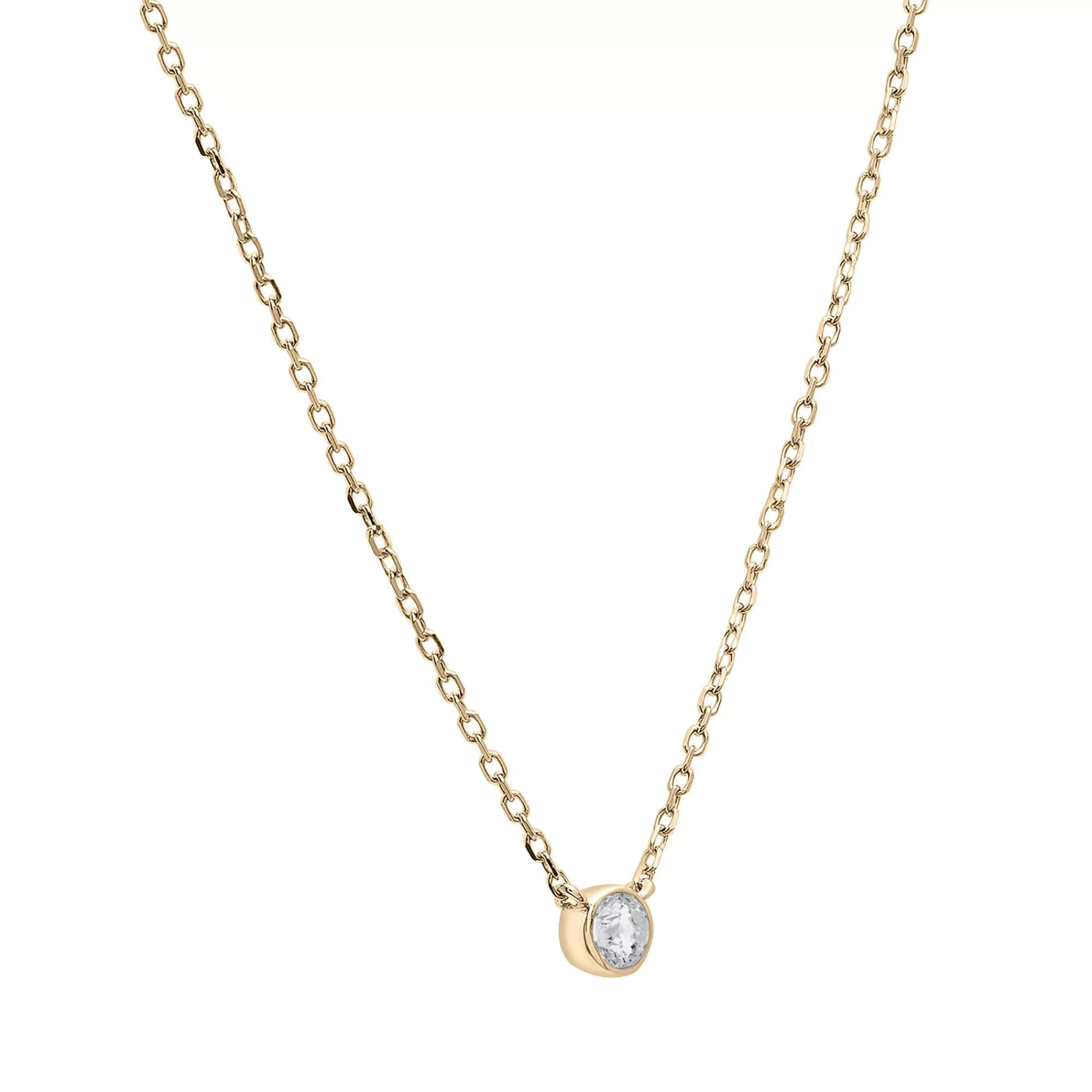 Necklaces & Pendants^Laure by Aurate Diamond Round Solitaire Bezel-Set Pendant In 14K Yellow Gold (1/10 Ct. Tw.)
