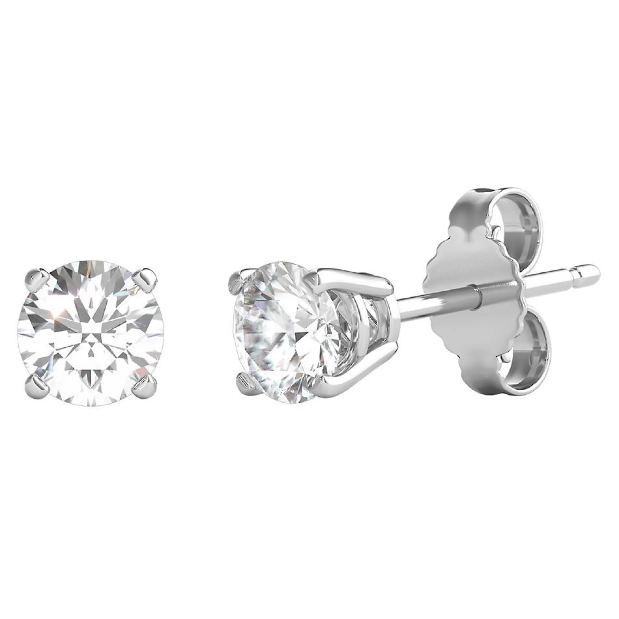 Earrings^Prima Diamond Round Solitaire Stud Earrings In (1/2 Ct. Tw.) 14K White Gold