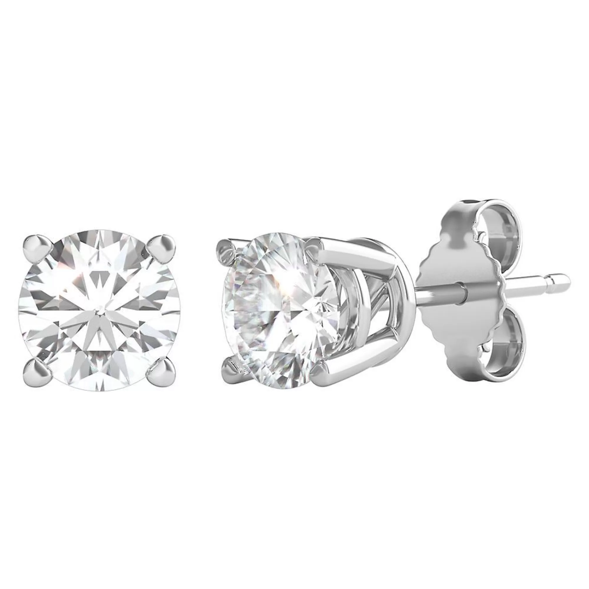 Earrings^Prima Diamond Round Solitaire Stud Earrings In (1 Ct. Tw.) 14K White Gold