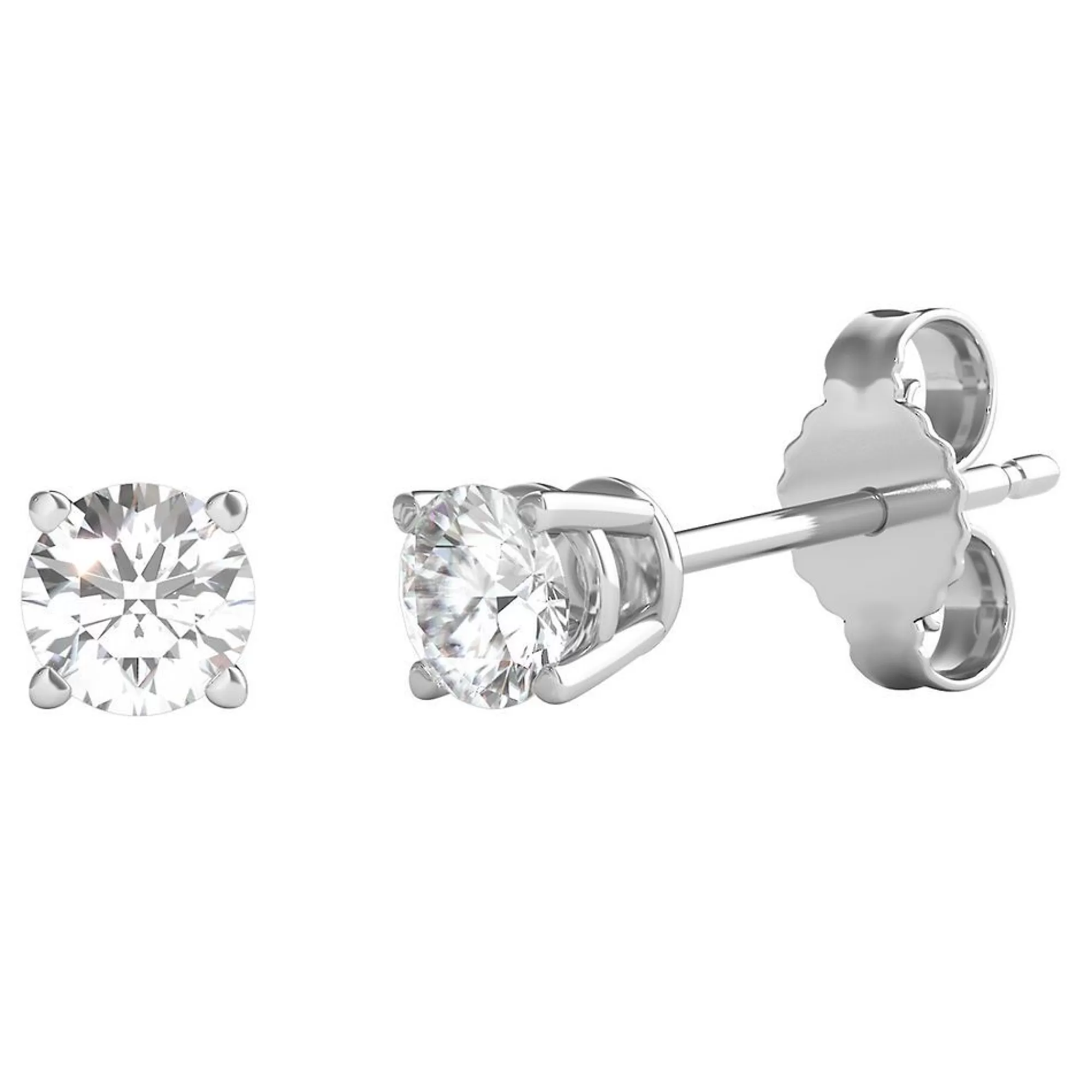 Earrings^Prima Diamond Round Solitaire Stud Earrings In (1/3 Ct. Tw.) 14K White Gold