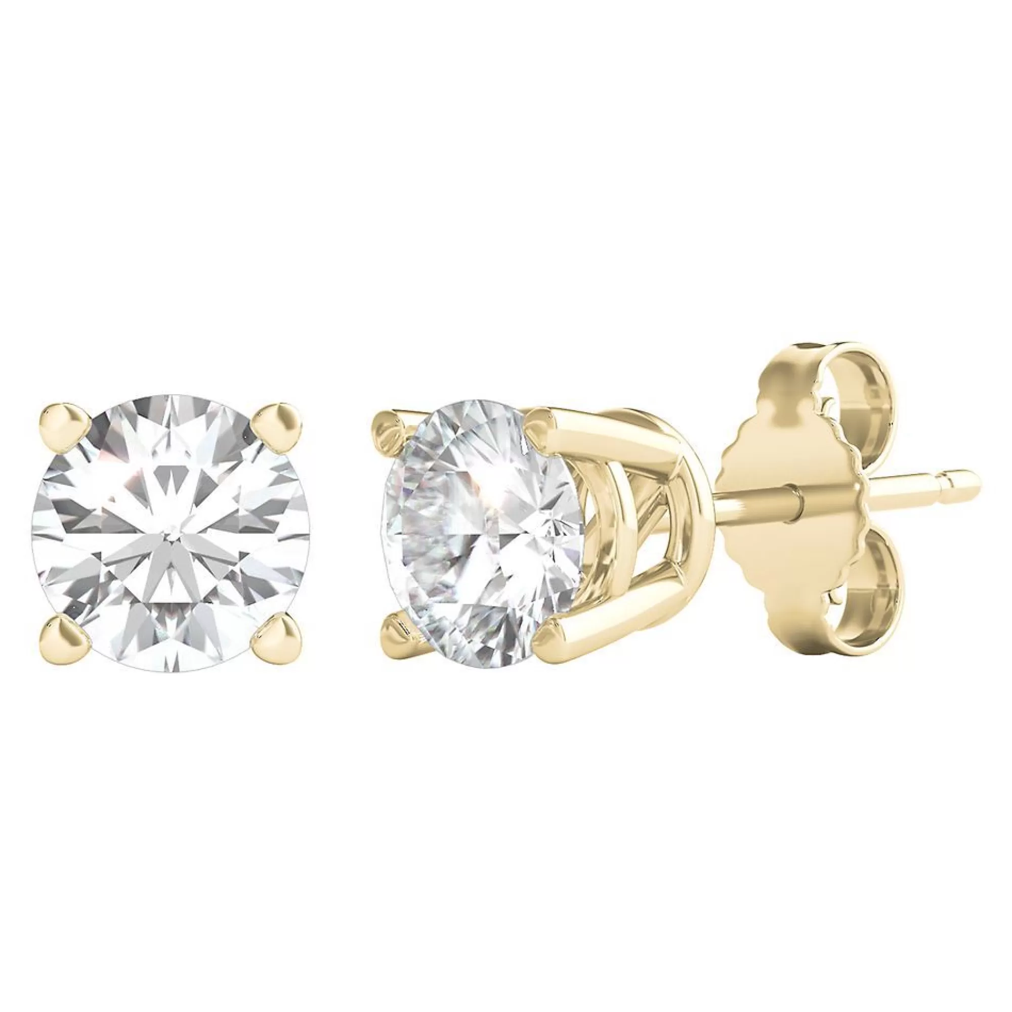 Earrings^Prima Diamond Round Solitaire Stud Earrings In (1 Ct. Tw.) 14K Yellow Gold