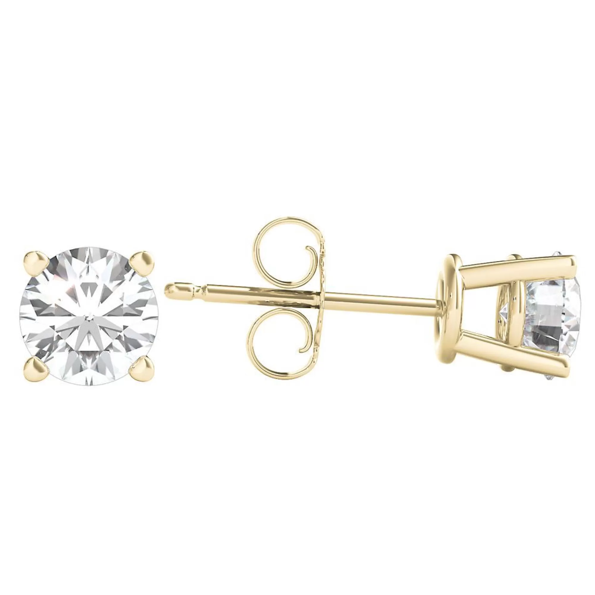 Earrings^Prima Diamond Round Solitaire Stud Earrings In (1 Ct. Tw.) 14K Yellow Gold