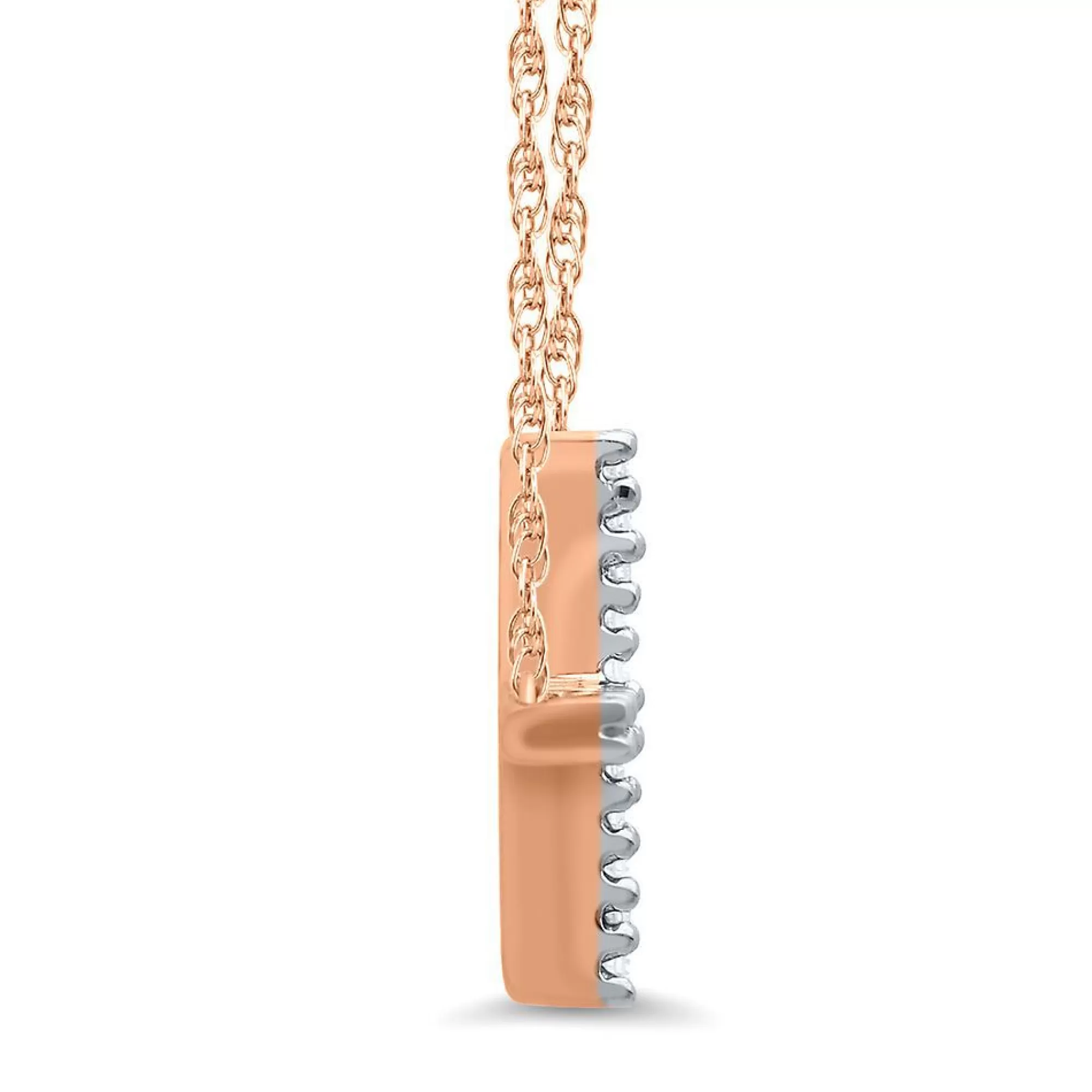 Necklaces & Pendants^Layering & Stacking Diamond Sideways Cross Necklace In 10K Rose Gold