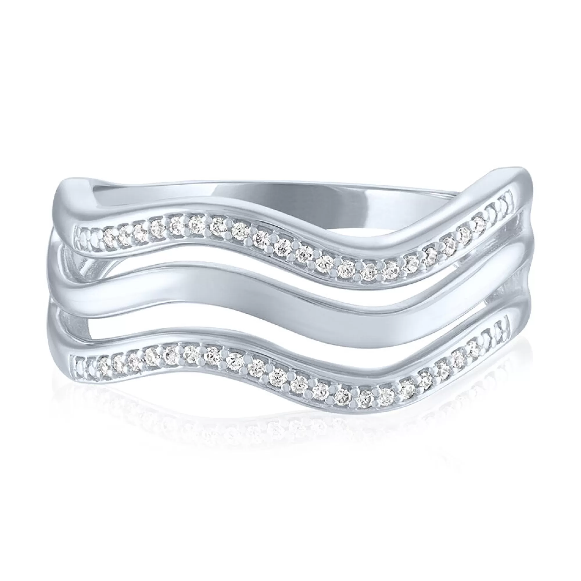 Rings^* Diamond Three-Row Wave Ring In Sterling Silver (1/10 Ct. Tw.)