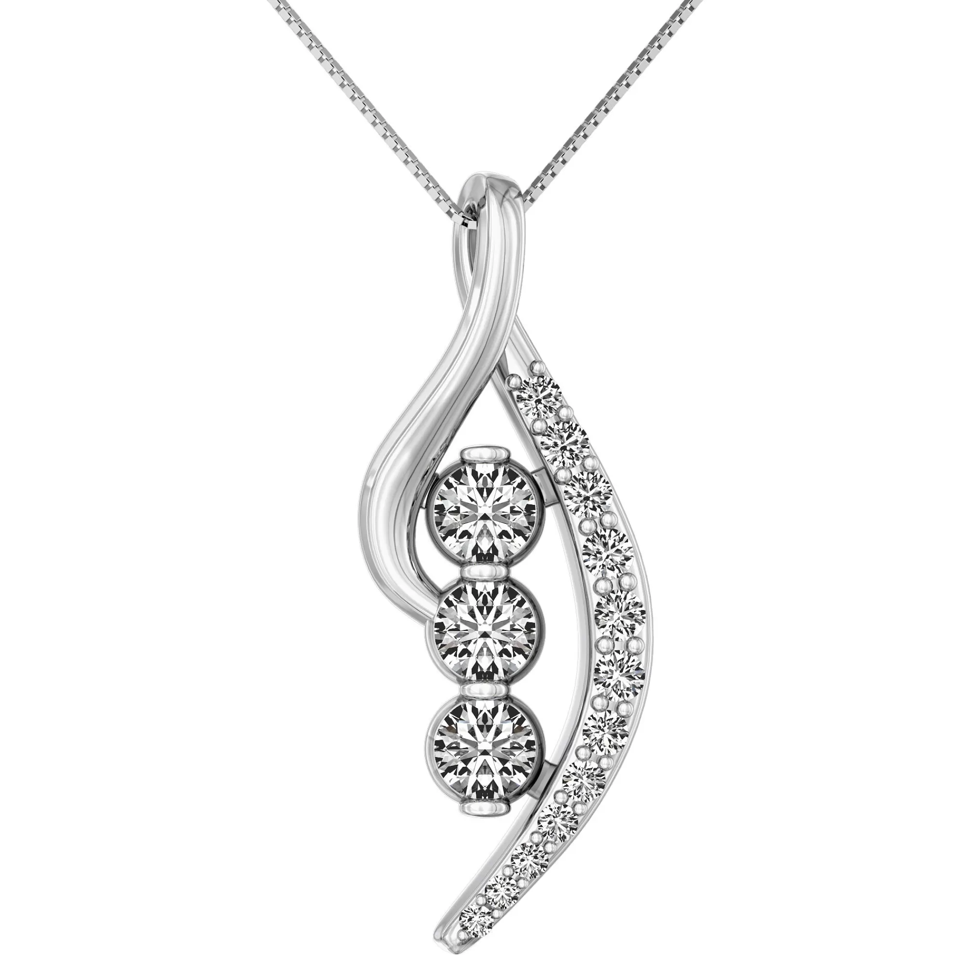 Necklaces & Pendants^Sirena® Diamond Three-Stone Pendant In 14K White Gold (5/8 Ct. Tw.)