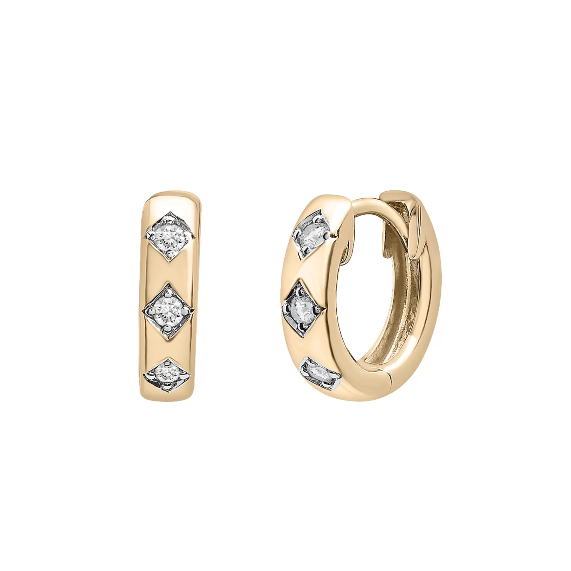 Earrings^Laure by Aurate Diamond Three-Stone Starburst Huggie Hoop Earrings In Vermeil (1/7 Ct. Tw.)
