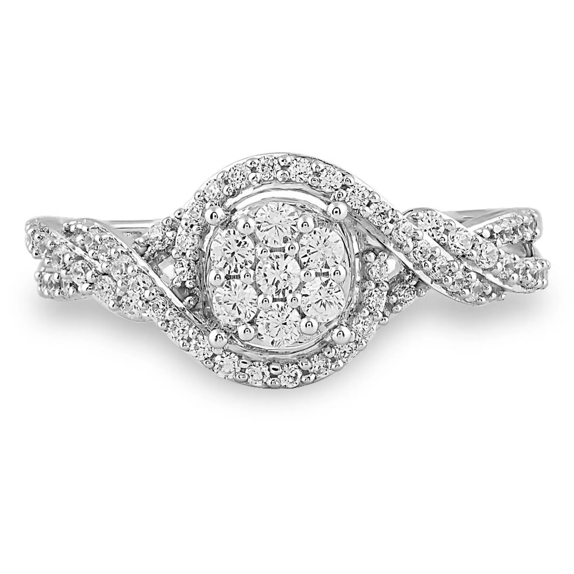 Rings^Mirabela® Diamond Twist Halo Ring In 10K White Gold (1/2 Ct. Tw.)