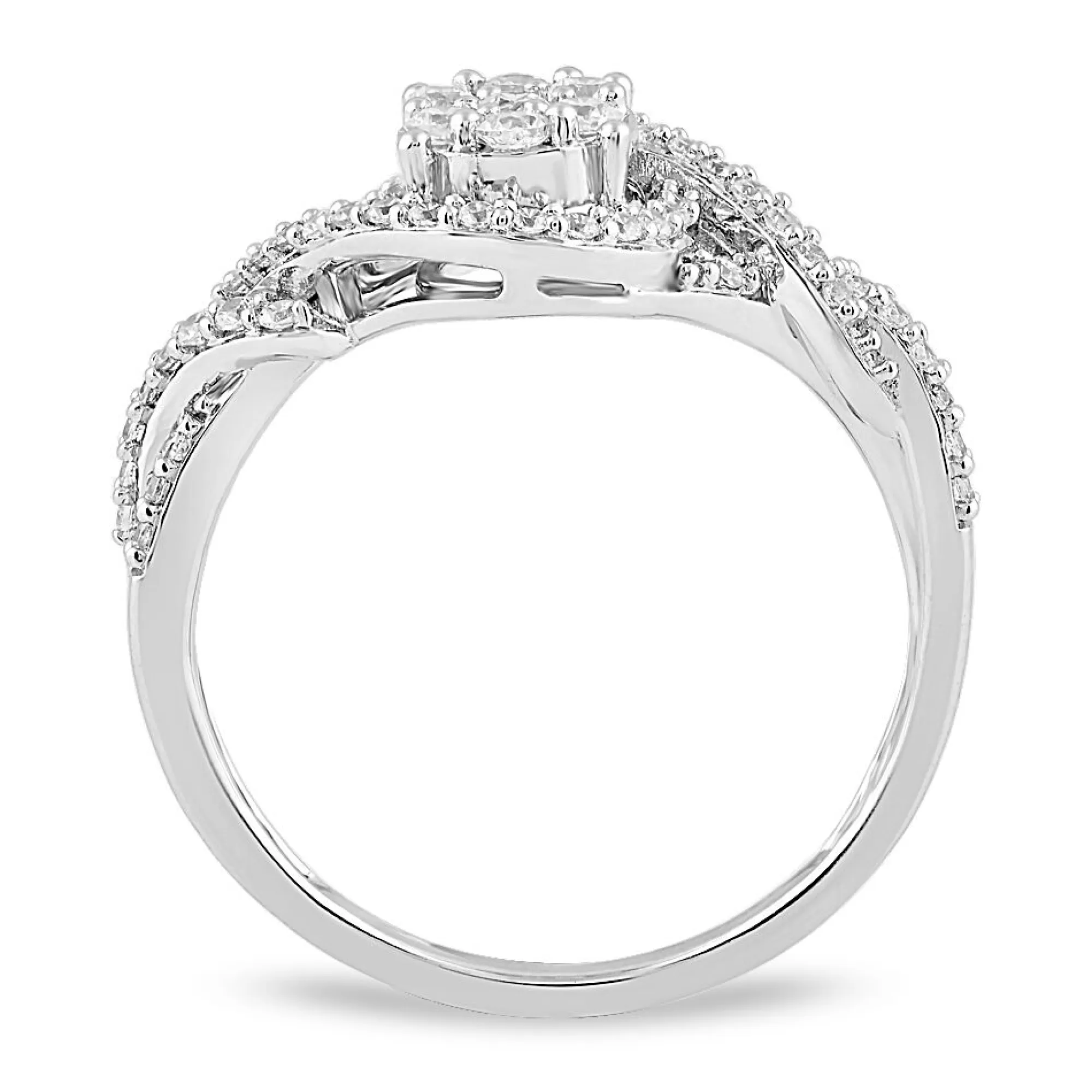 Rings^Mirabela® Diamond Twist Halo Ring In 10K White Gold (1/2 Ct. Tw.)