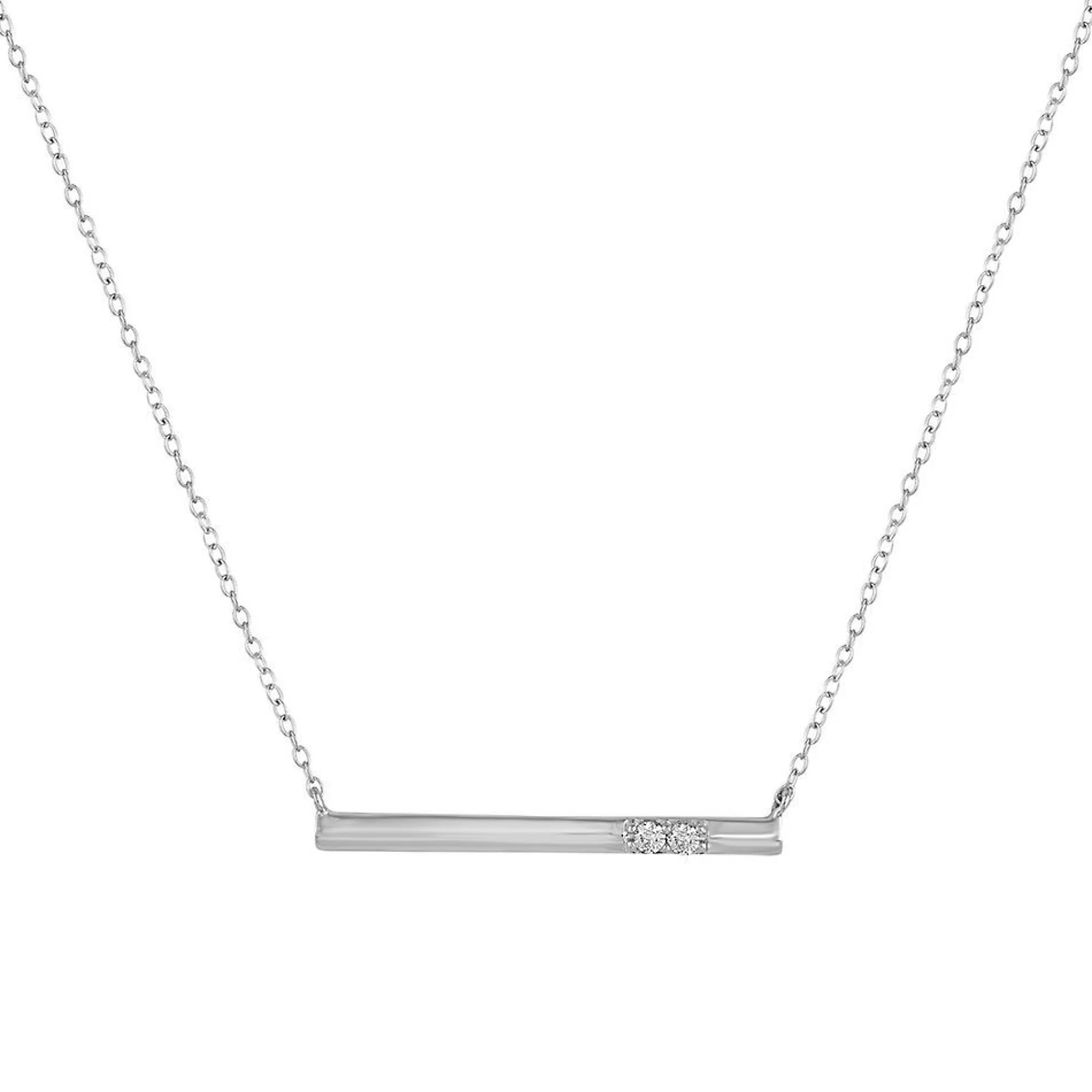 Necklaces & Pendants^* Diamond Two-Stone Bar Necklace In Sterling Silver