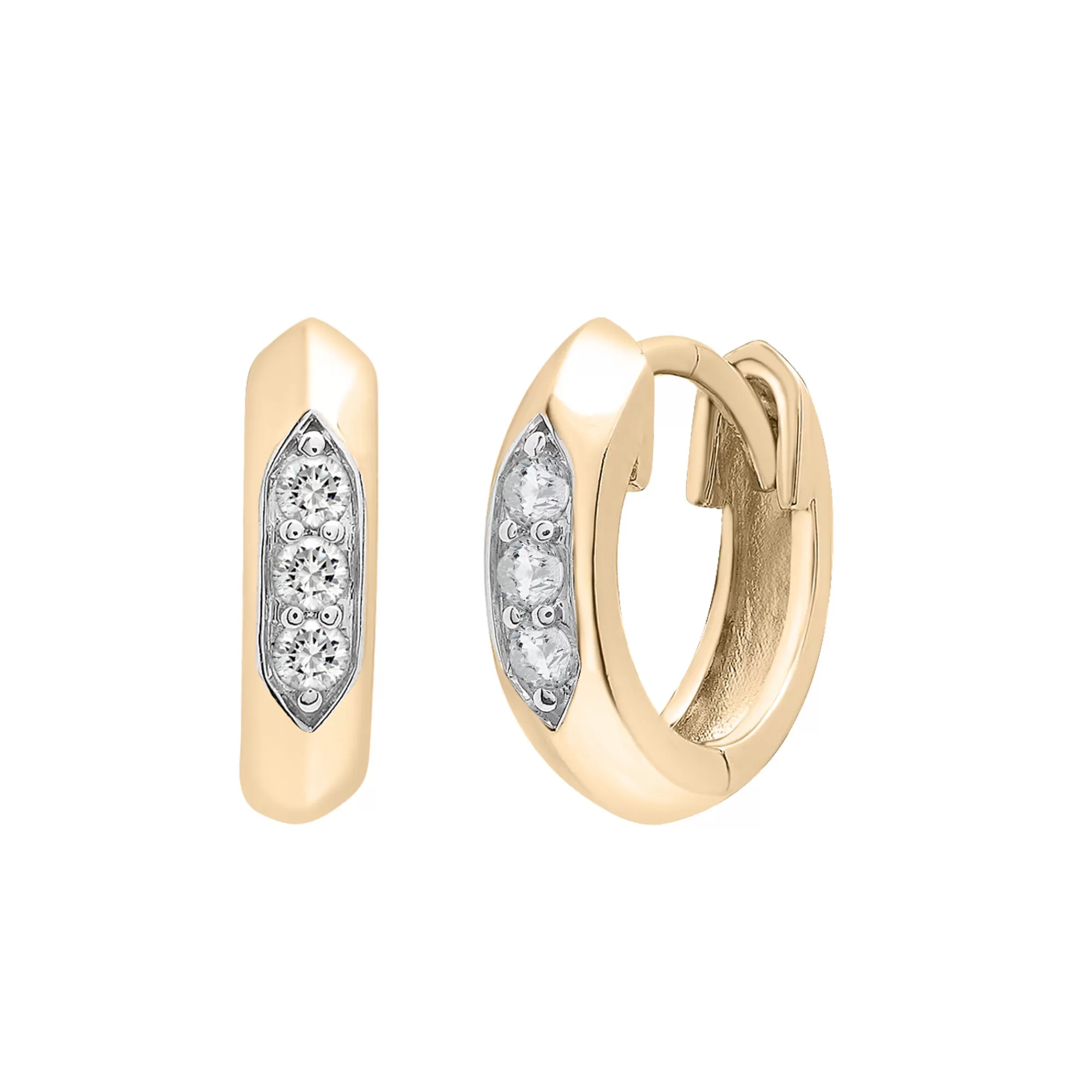 Earrings^Laure by Aurate Diamond Vertical Three-Stone Huggie Hoop Earrings In Vermeil (1/7 Ct. Tw.)