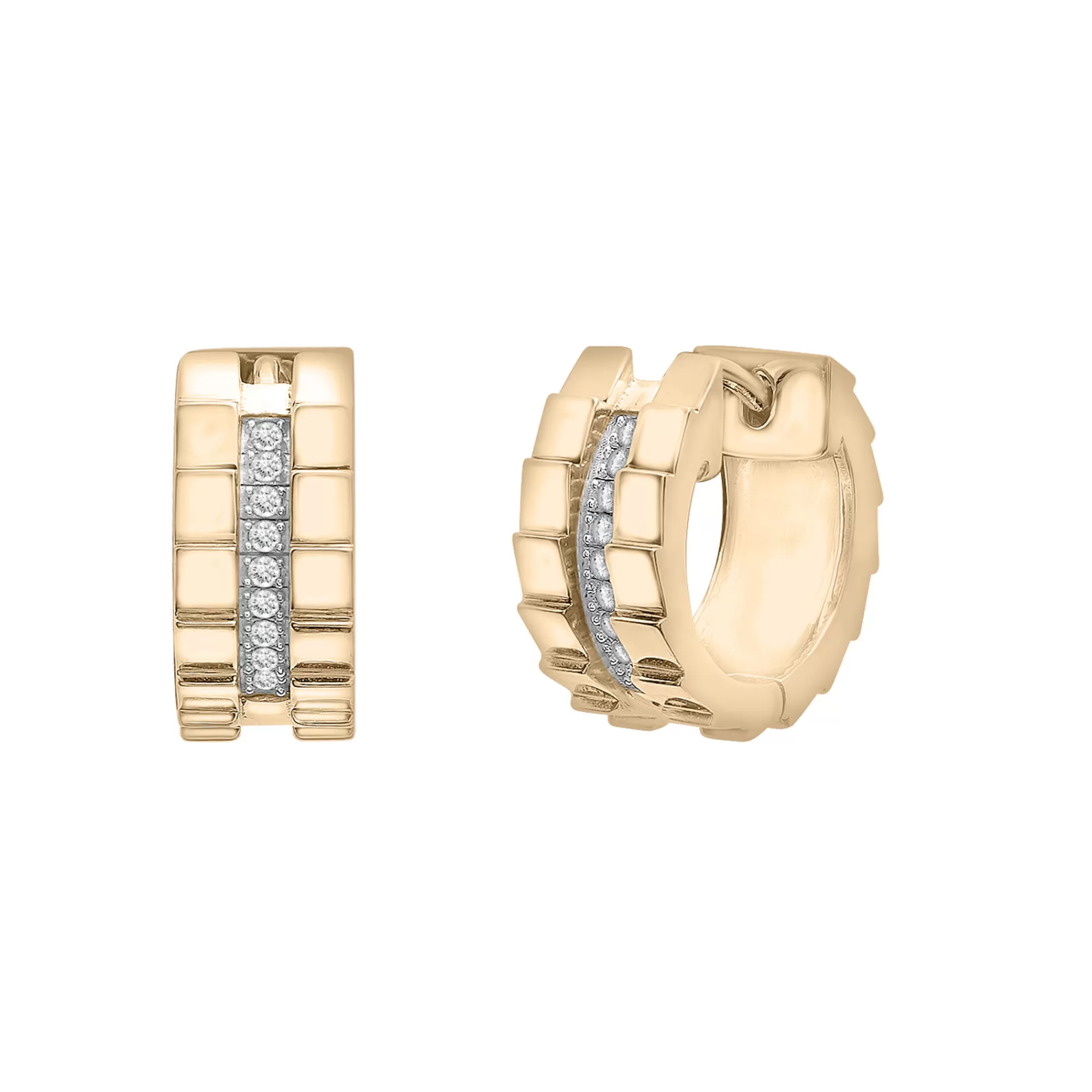 Earrings^Laure by Aurate Diamond Vertical-Row Ribbed Hoop Earrings In Vermeil, 13Mm (1/10 Ct. Tw.)