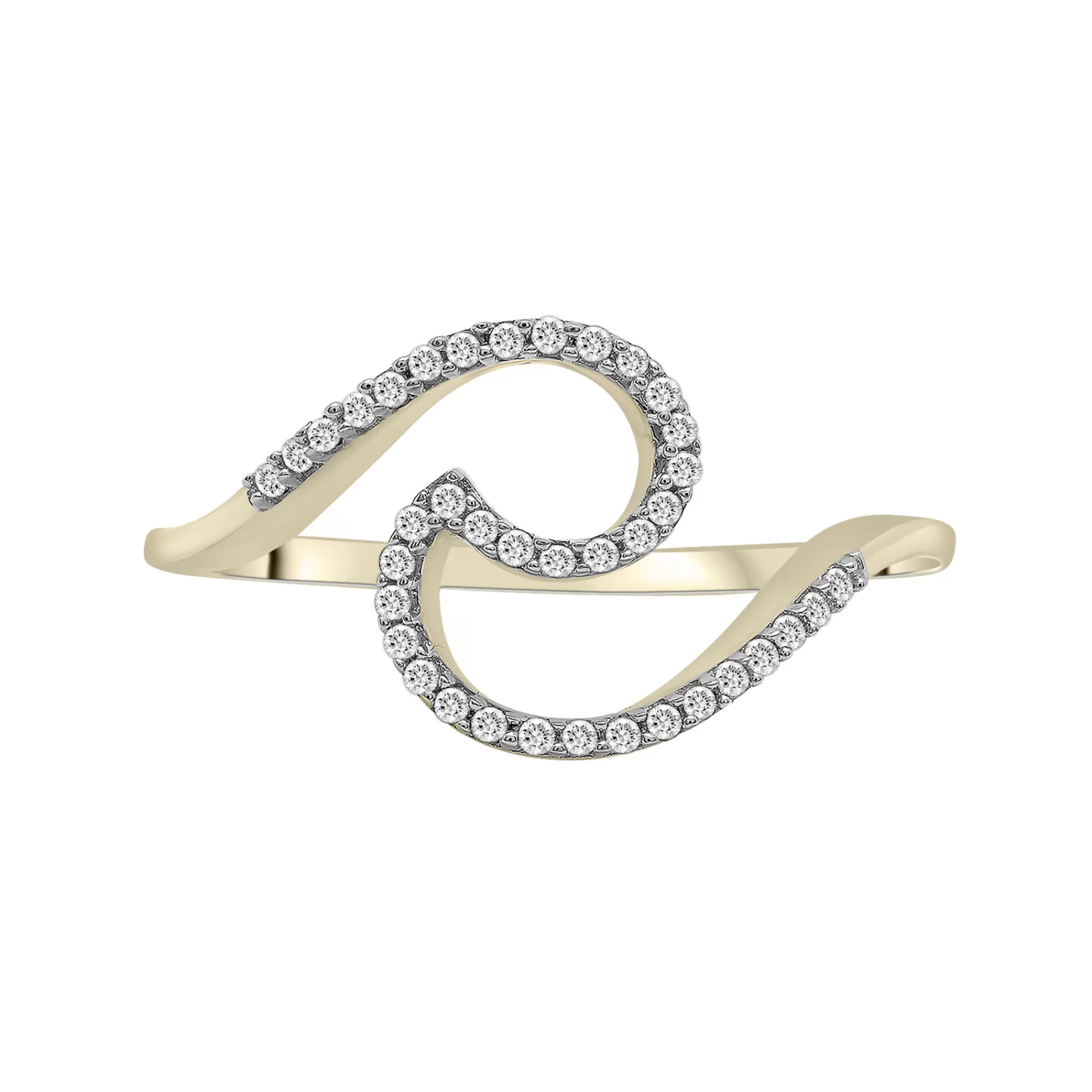 Rings^* Diamond Wave Ring In 10K Yellow Gold (1/7 Ct. Tw.)