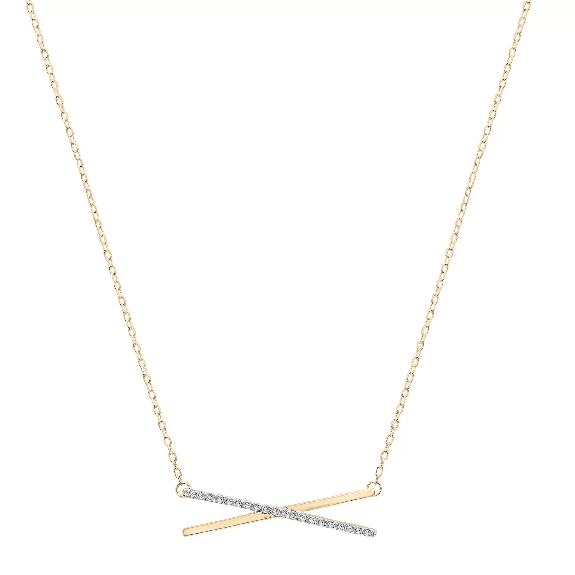 Necklaces & Pendants^Laure by Aurate Diamond 'X' Necklace In 14K Yellow Gold (1/10 Ct. Tw.)