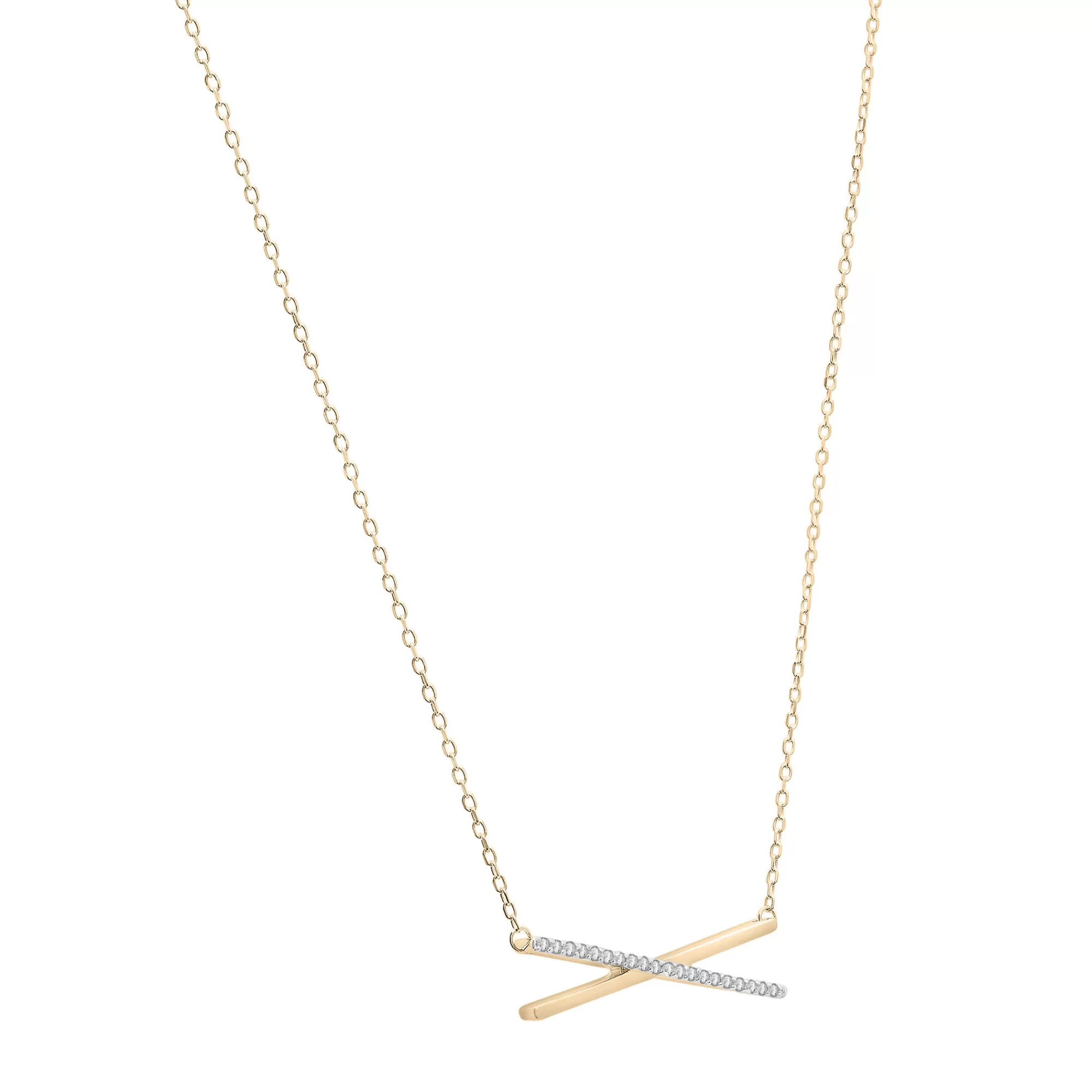 Necklaces & Pendants^Laure by Aurate Diamond 'X' Necklace In 14K Yellow Gold (1/10 Ct. Tw.)