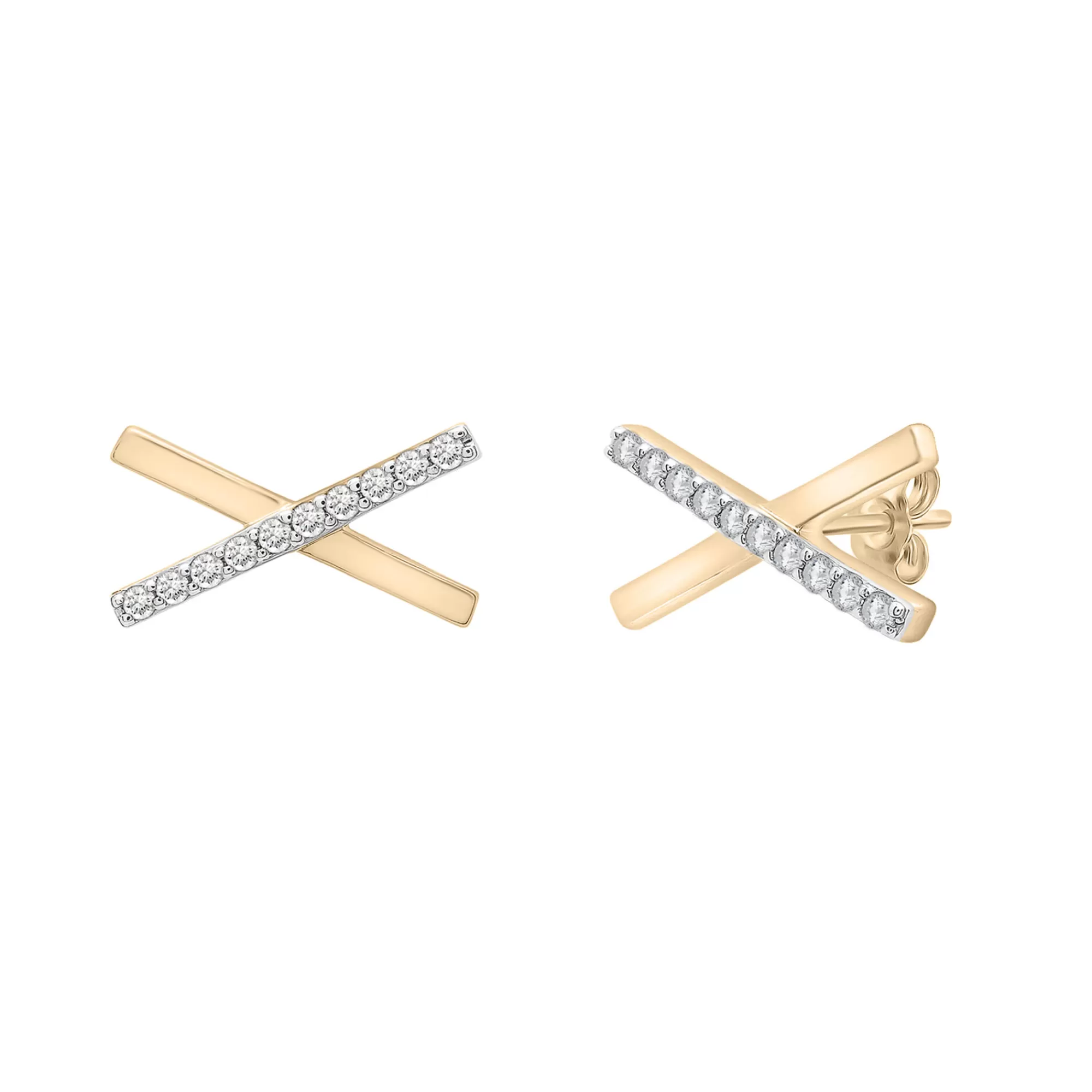 Earrings^Laure by Aurate Diamond 'X' Stud Earring In 14K Yellow Gold (1/10 Ct. Tw.)