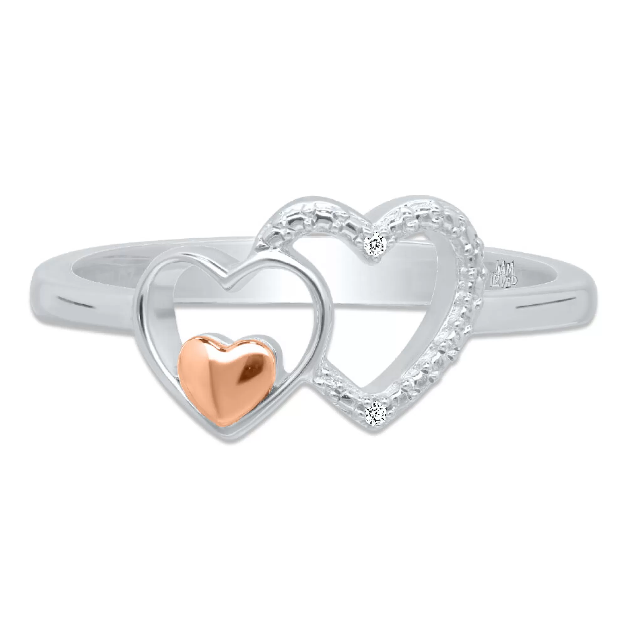 Rings^I Am Loved Double Heart Ring With Diamond Accents In Sterling Silver