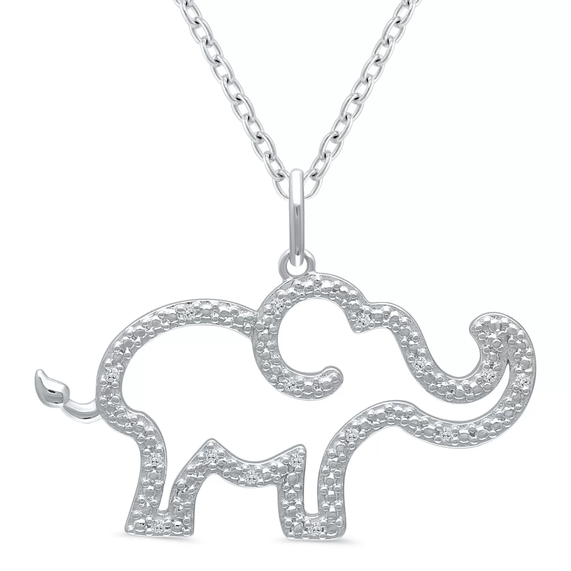 Necklaces & Pendants^* Elephant Pendant With Diamond Accents In Sterling Silver