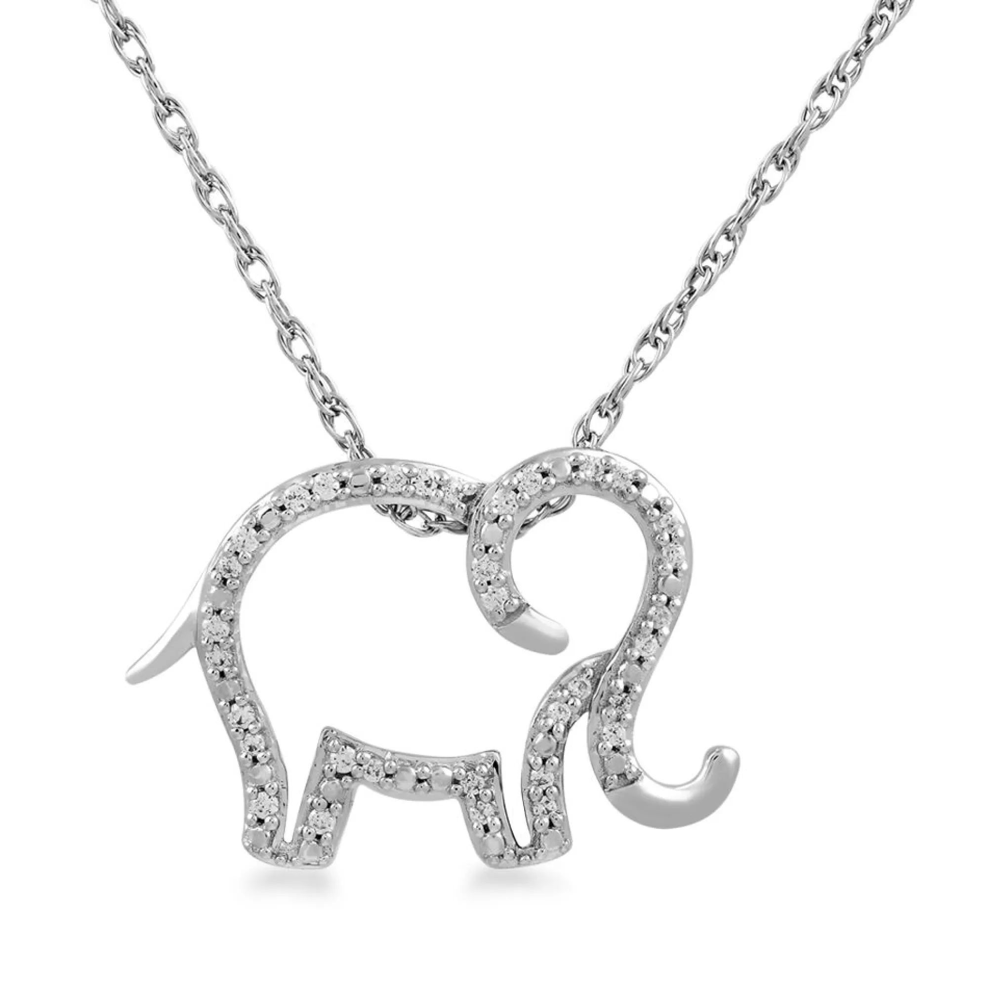 Necklaces & Pendants^* Elephant Pendant With Diamond Accents In Sterling Silver