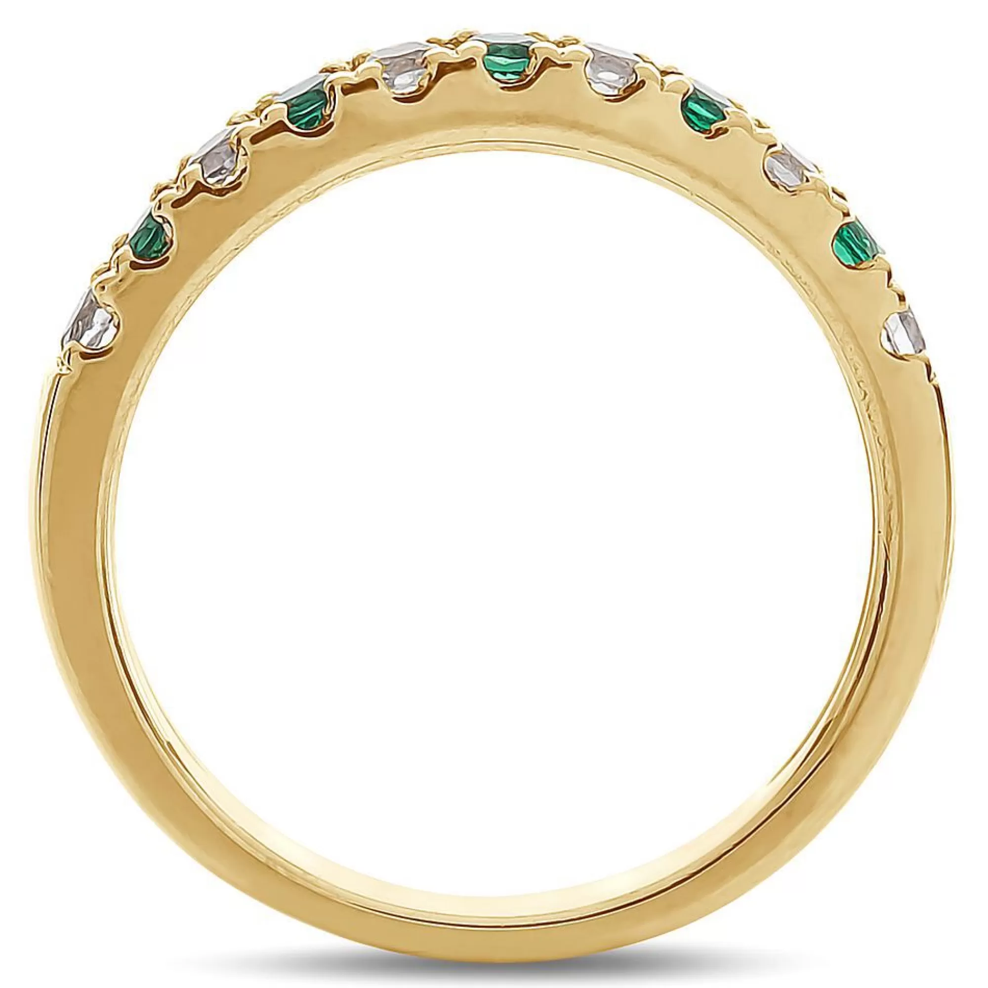 Rings^Layering & Stacking Emerald & 1/4 Ct. Tw. Diamond Band In 10K Yellow Gold