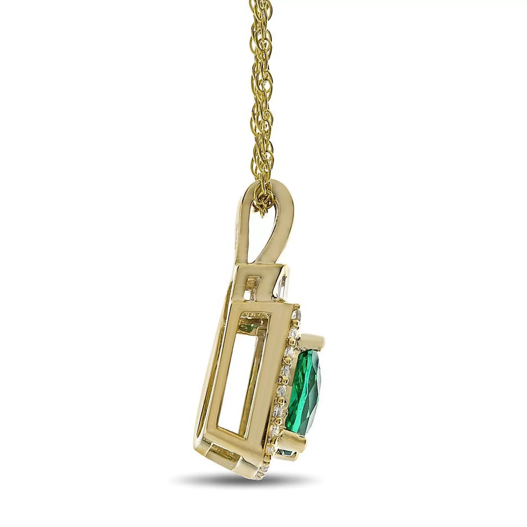 Necklaces & Pendants^* Emerald & 1/5 Ct. Tw. Diamond Pendant In 10K Yellow Gold